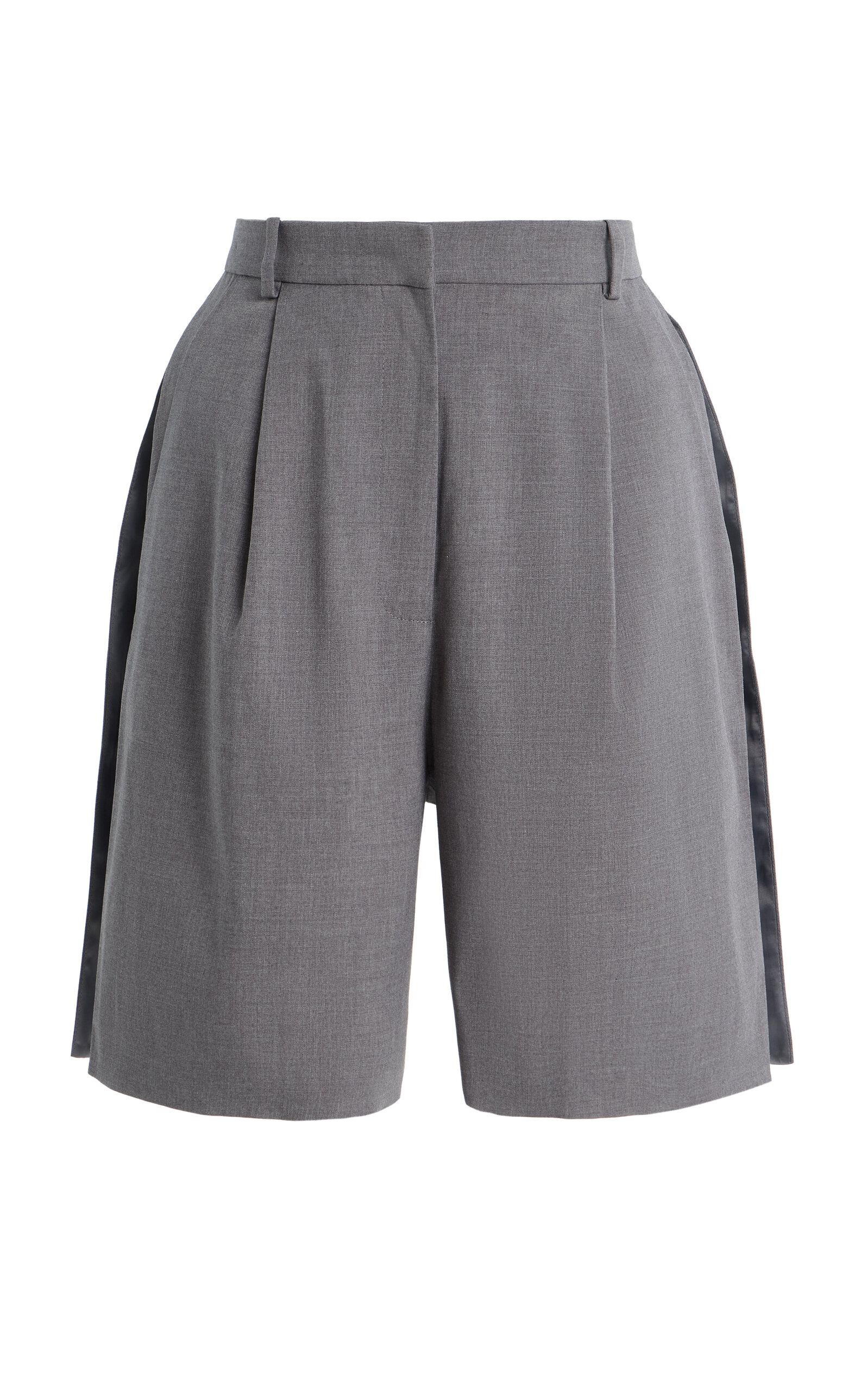 Bevza Slit Wool-blend Shorts In Gray
