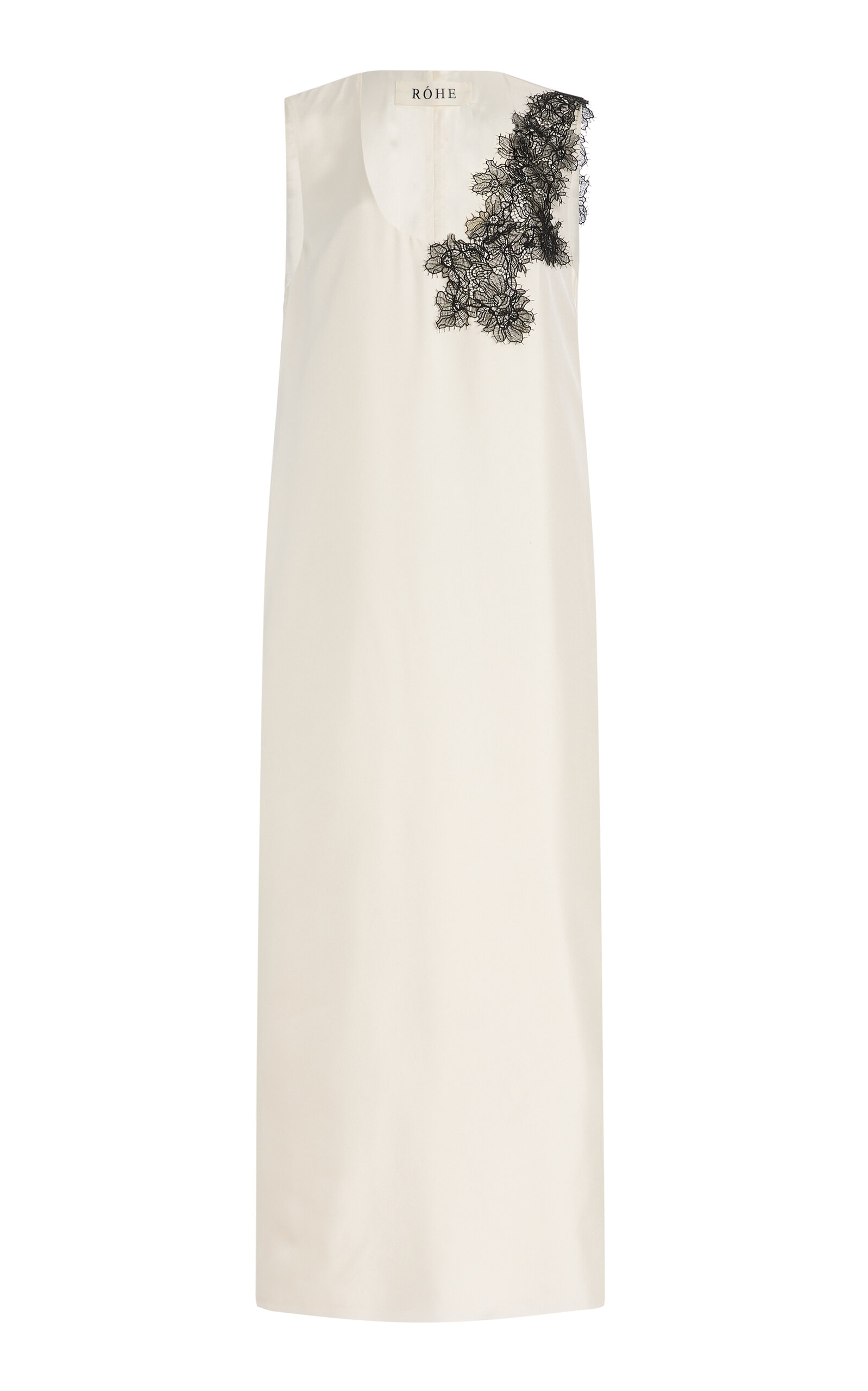 Scoop-neck silk lace dress