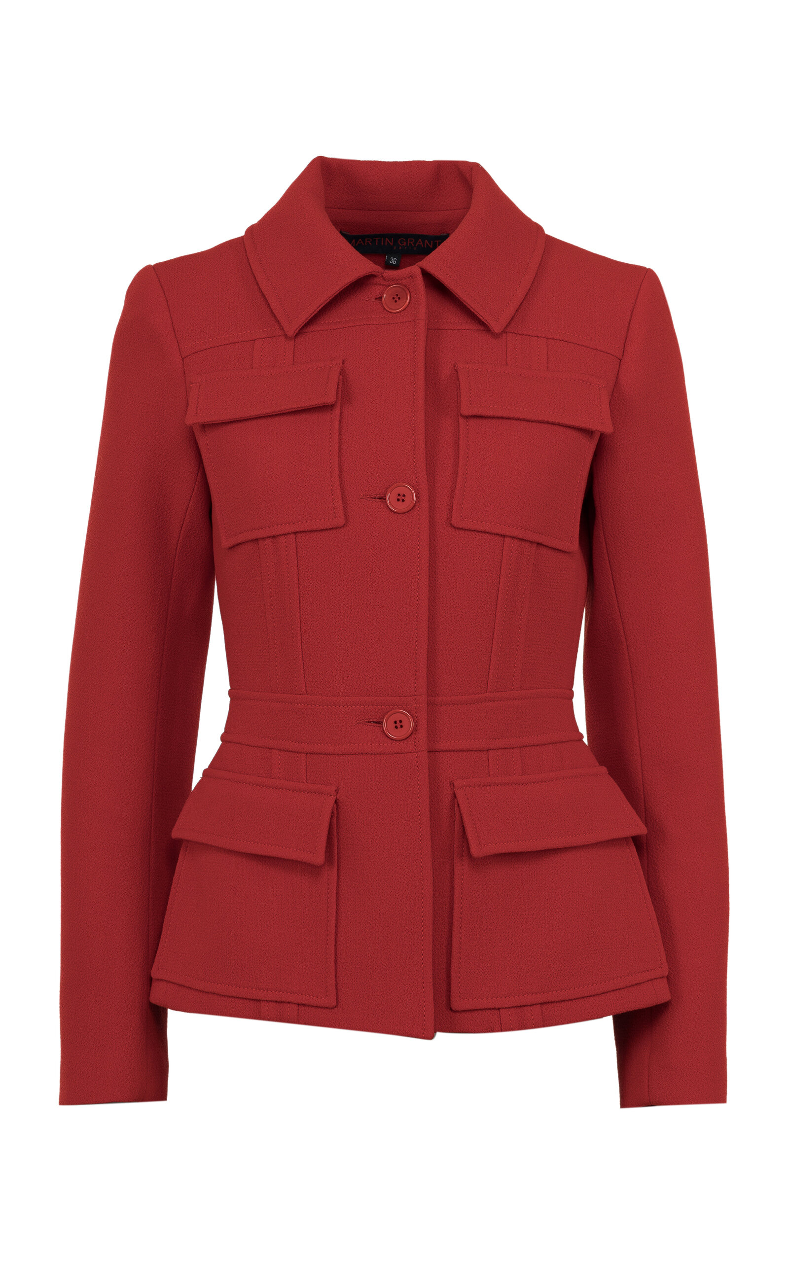 Martin Grant Wool Military Jacket In Red