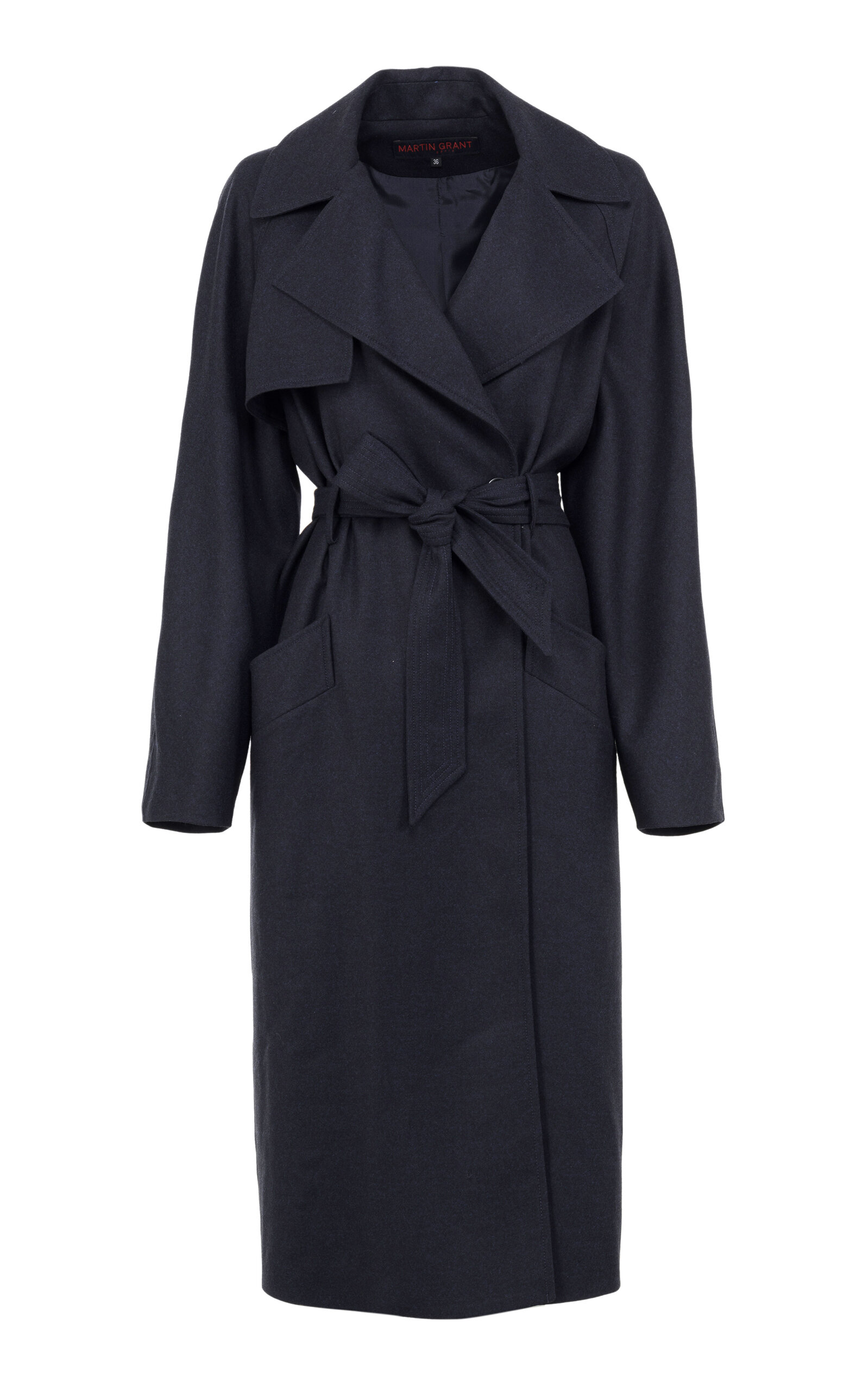 Martin Grant Wool Fluid Trench In Navy