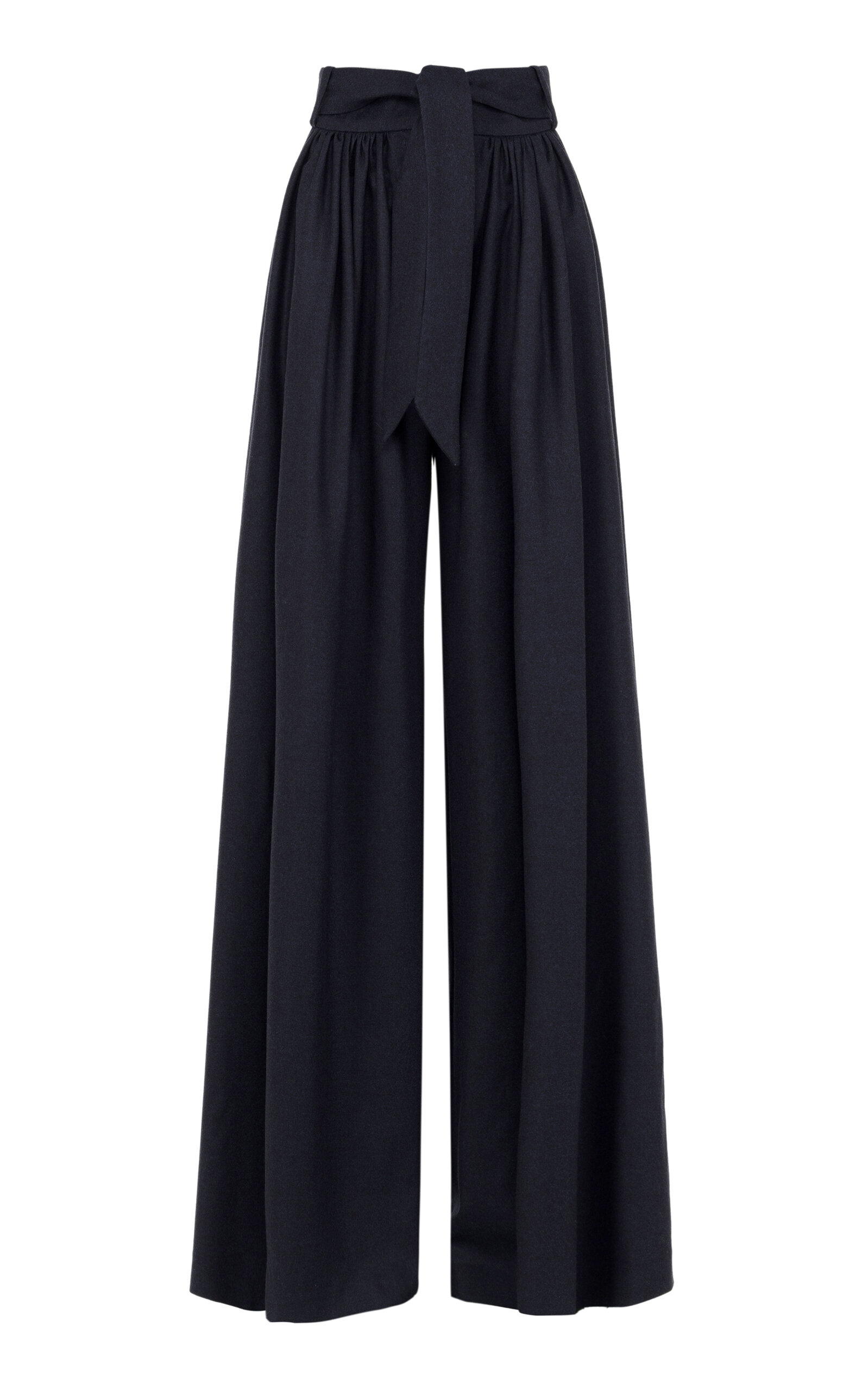 Martin Grant Gathered Wide-Legged Wool Pants - Navy