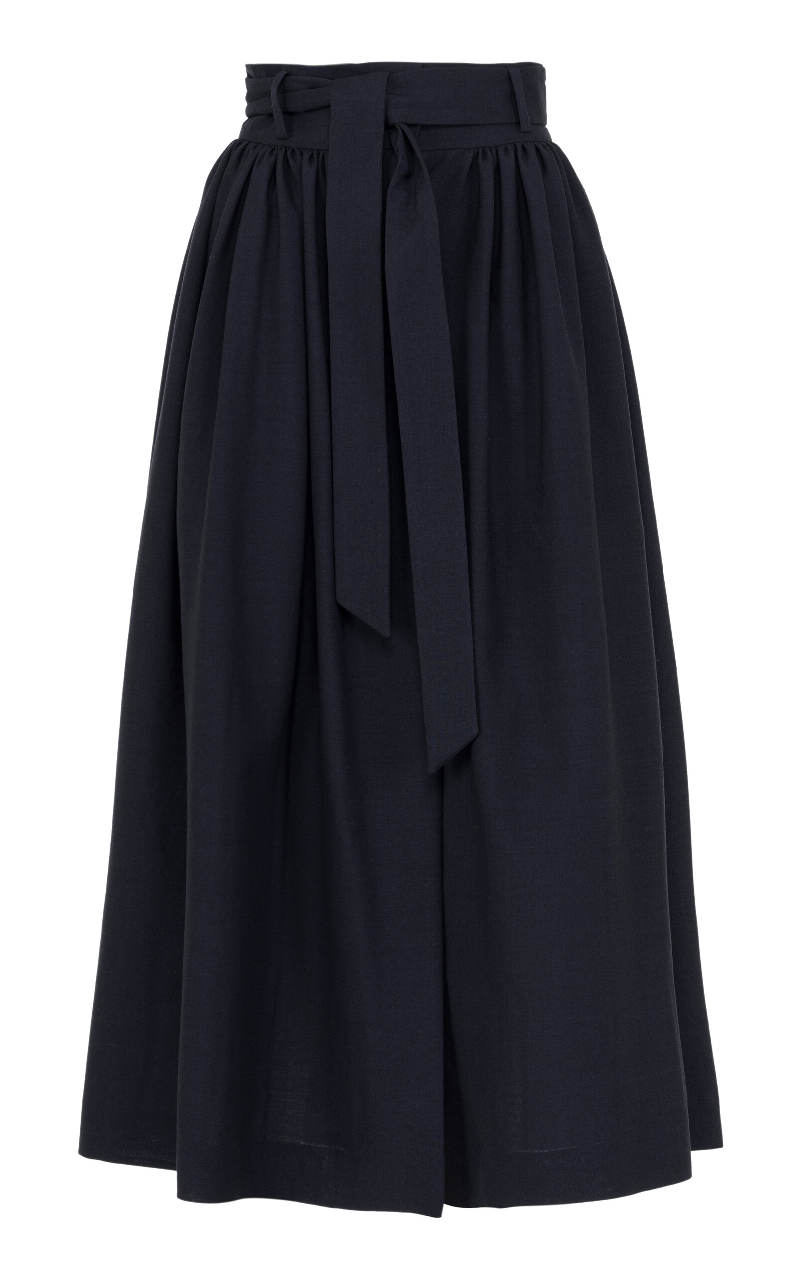 Martin Grant Gathered Wool Midi Skirt In Navy