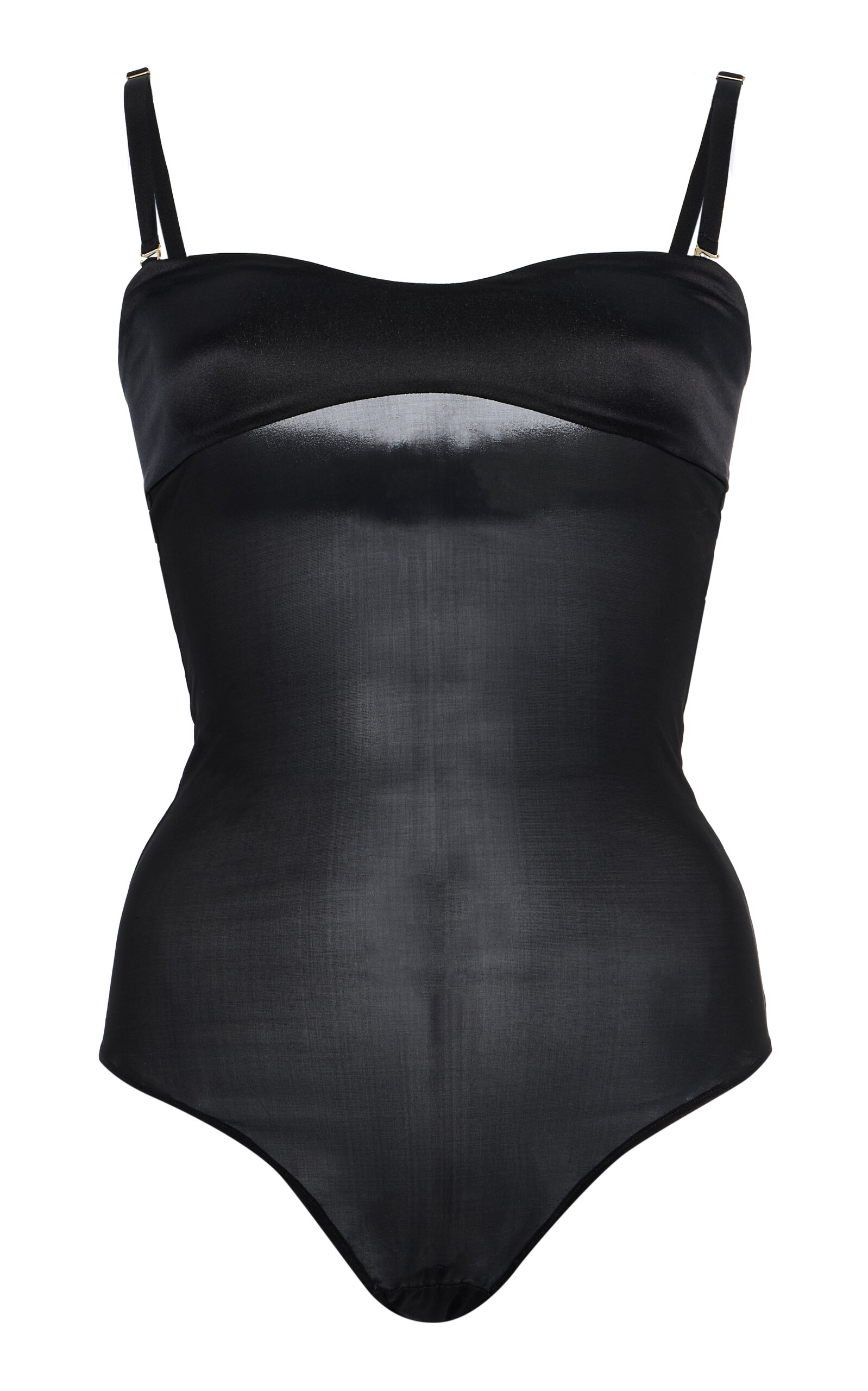 Burc Akyol Satin-trimmed Sheer-silk Bodysuit