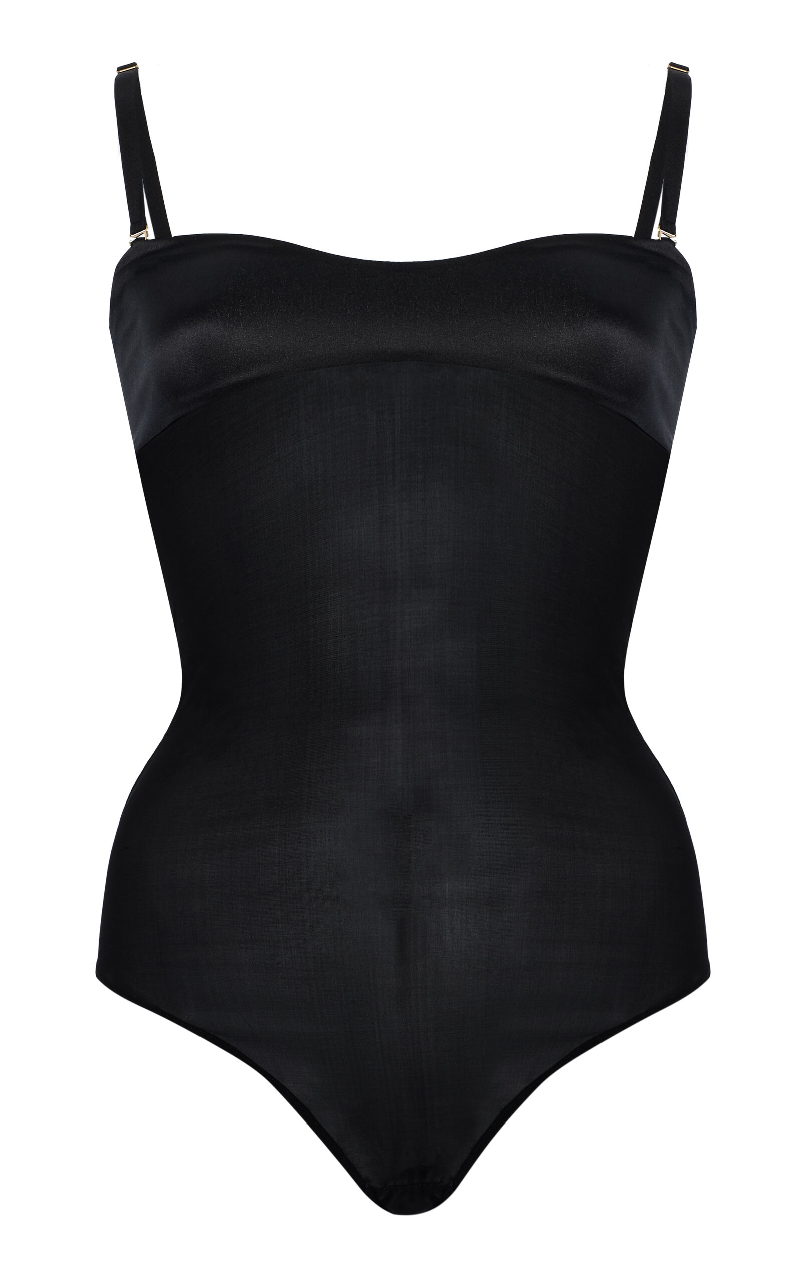 Burc Akyol Satin-Trimmed Sheer-Silk Bodysuit