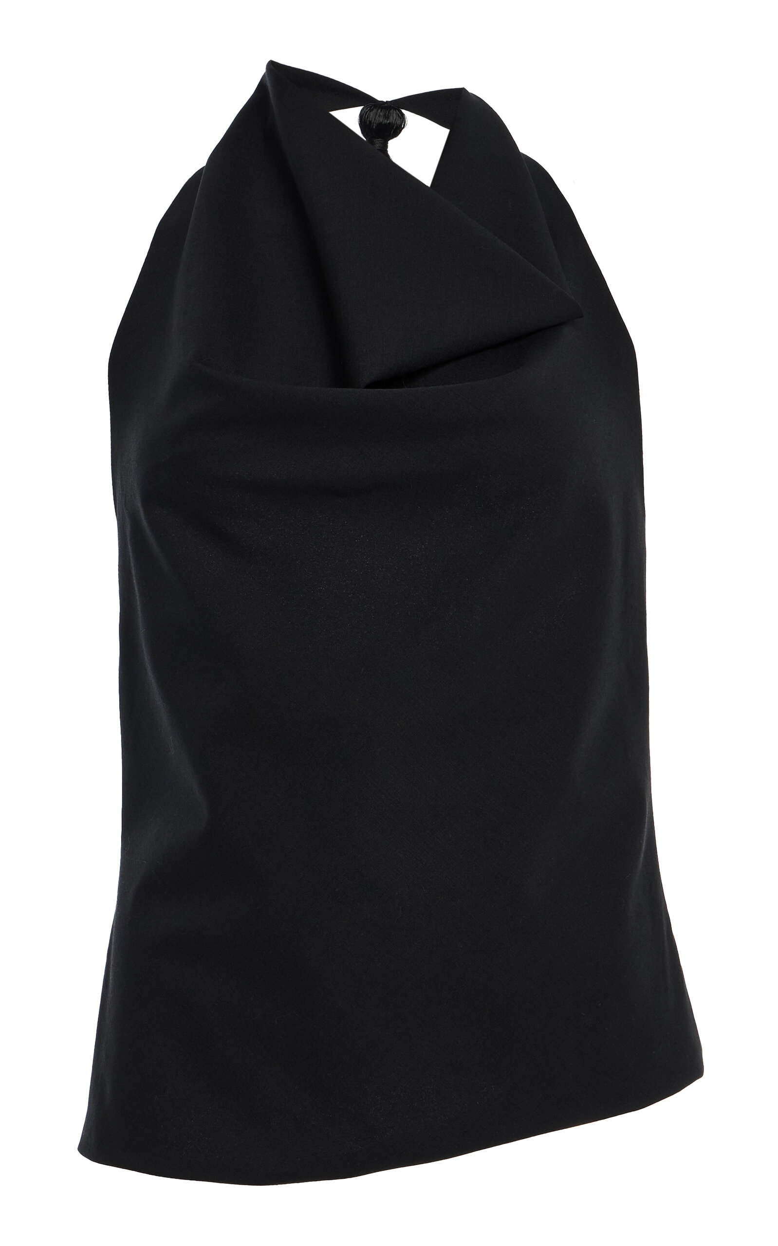 Burc Akyol Tasseled Wool Cowl-Neck Halter Top