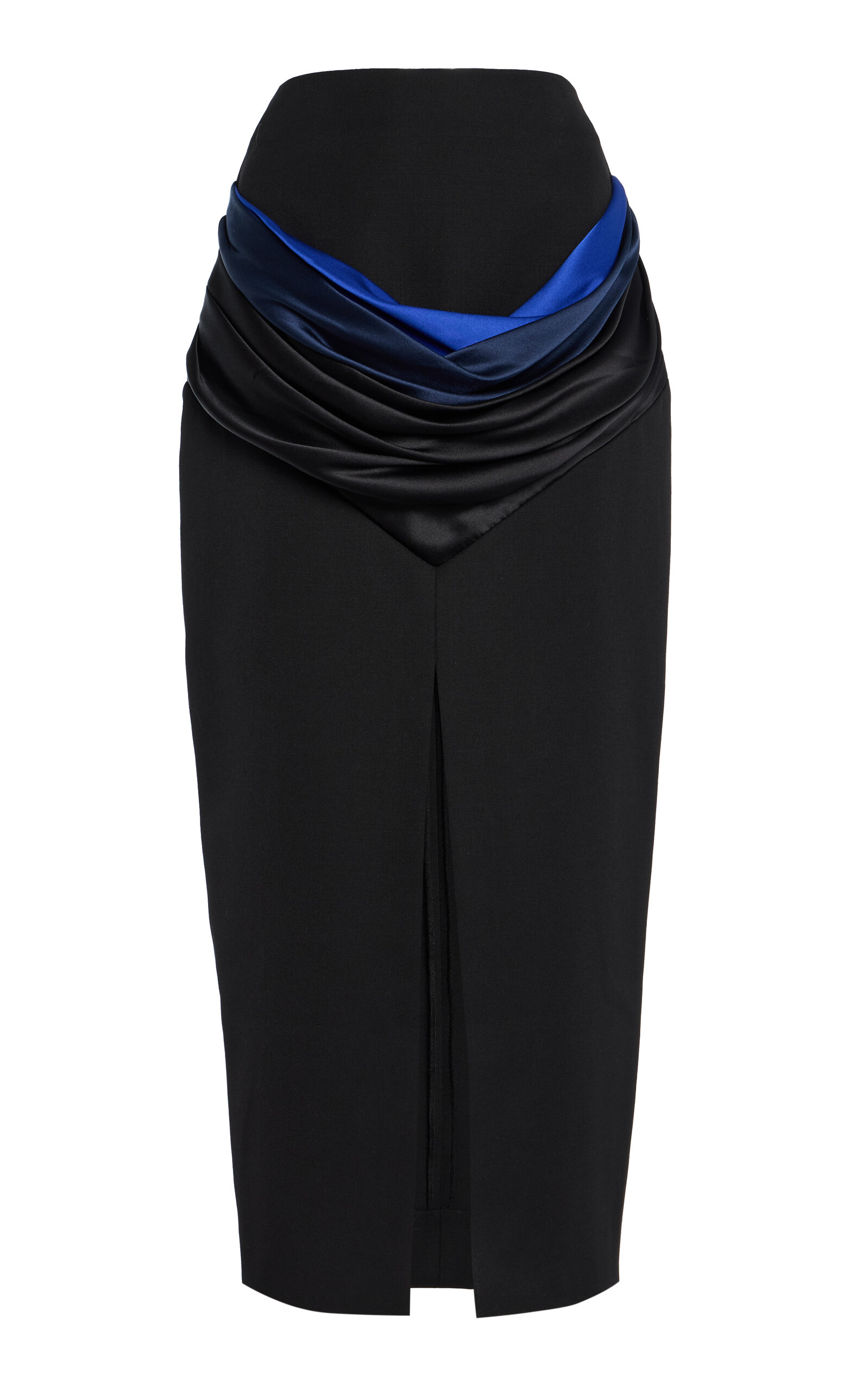 Satin-Draped Wool Skirt