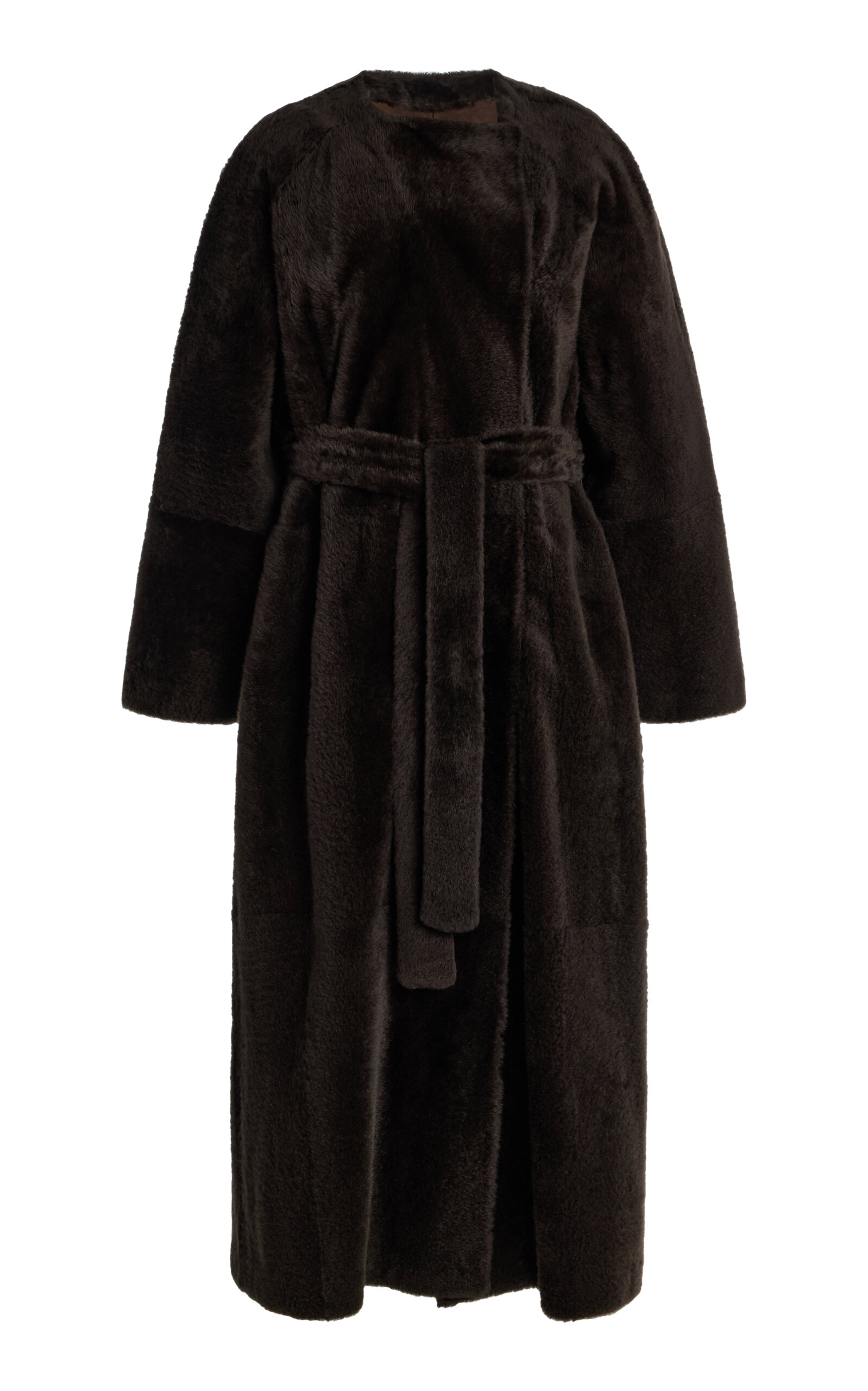 The Row Madelina Shearling Coat In Brown