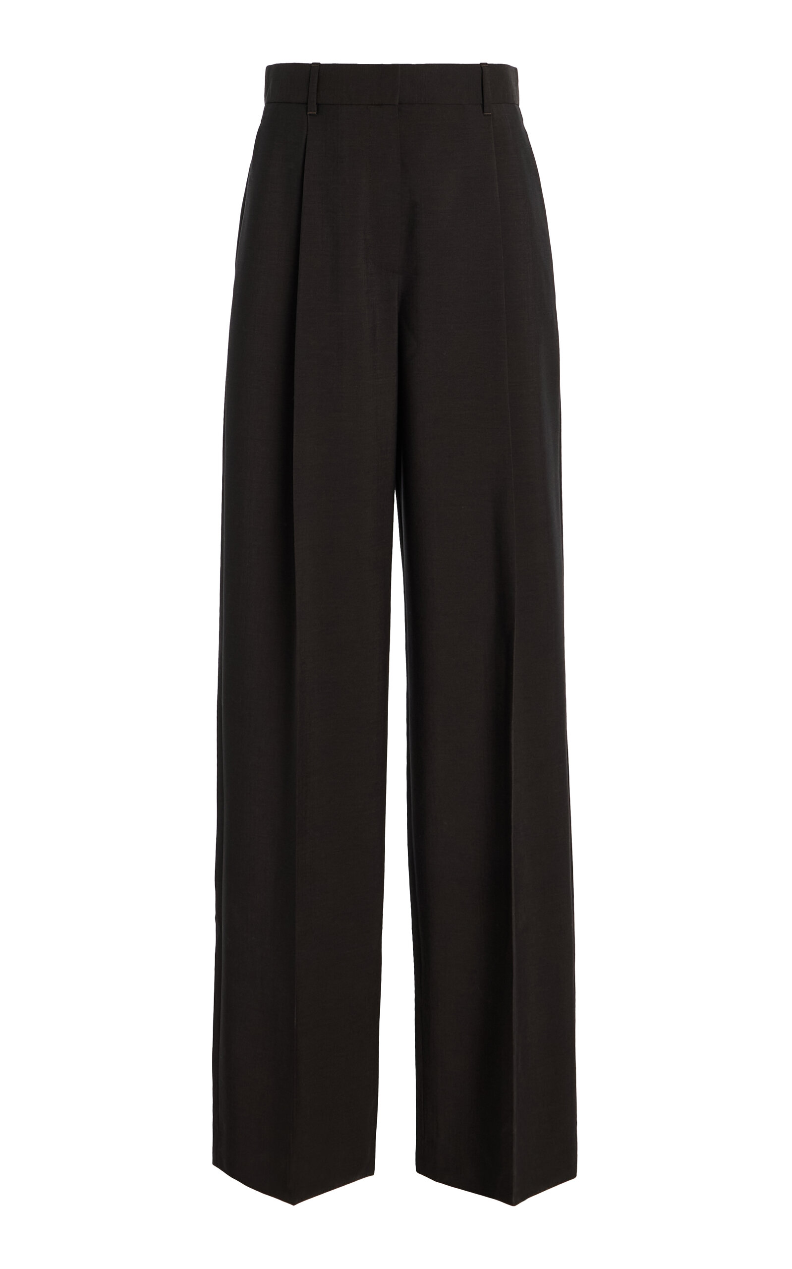 The Row Mikkela Pleated Wool Pants In Brown