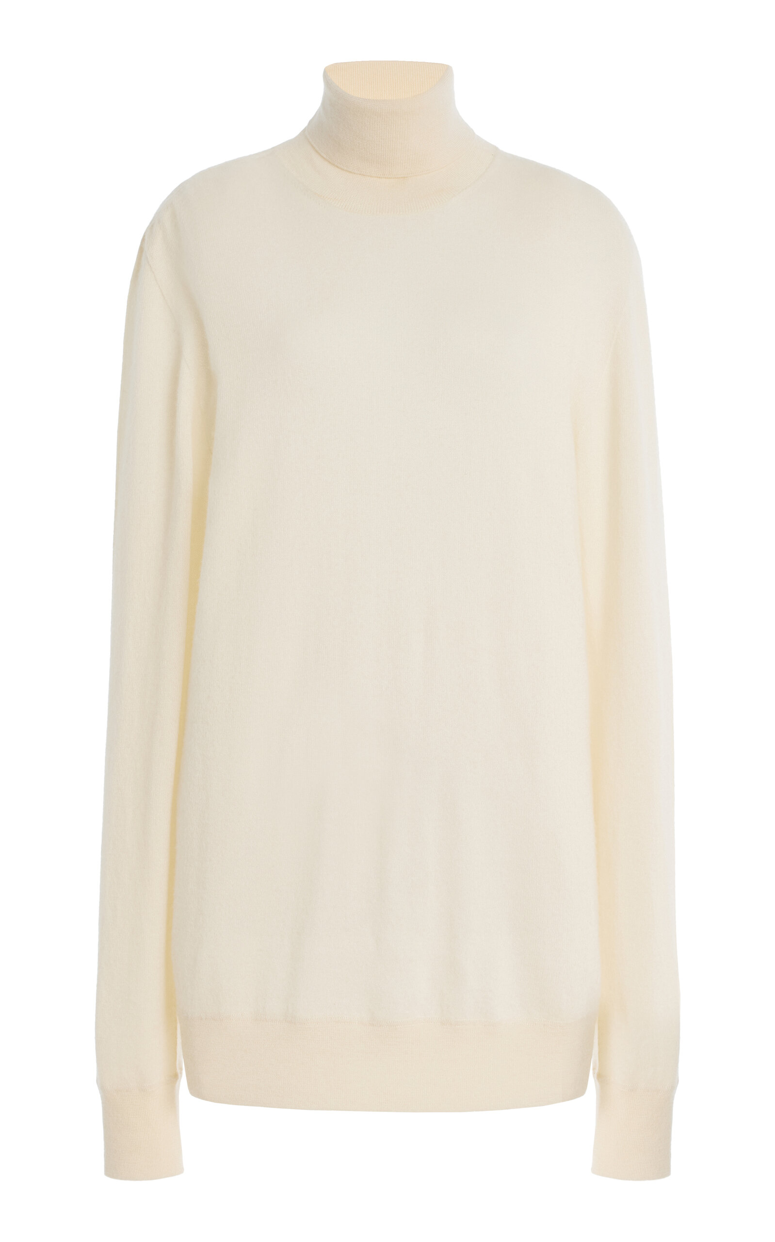 The Row Lizzy Oversized Cashmere Turtleneck Sweater In White