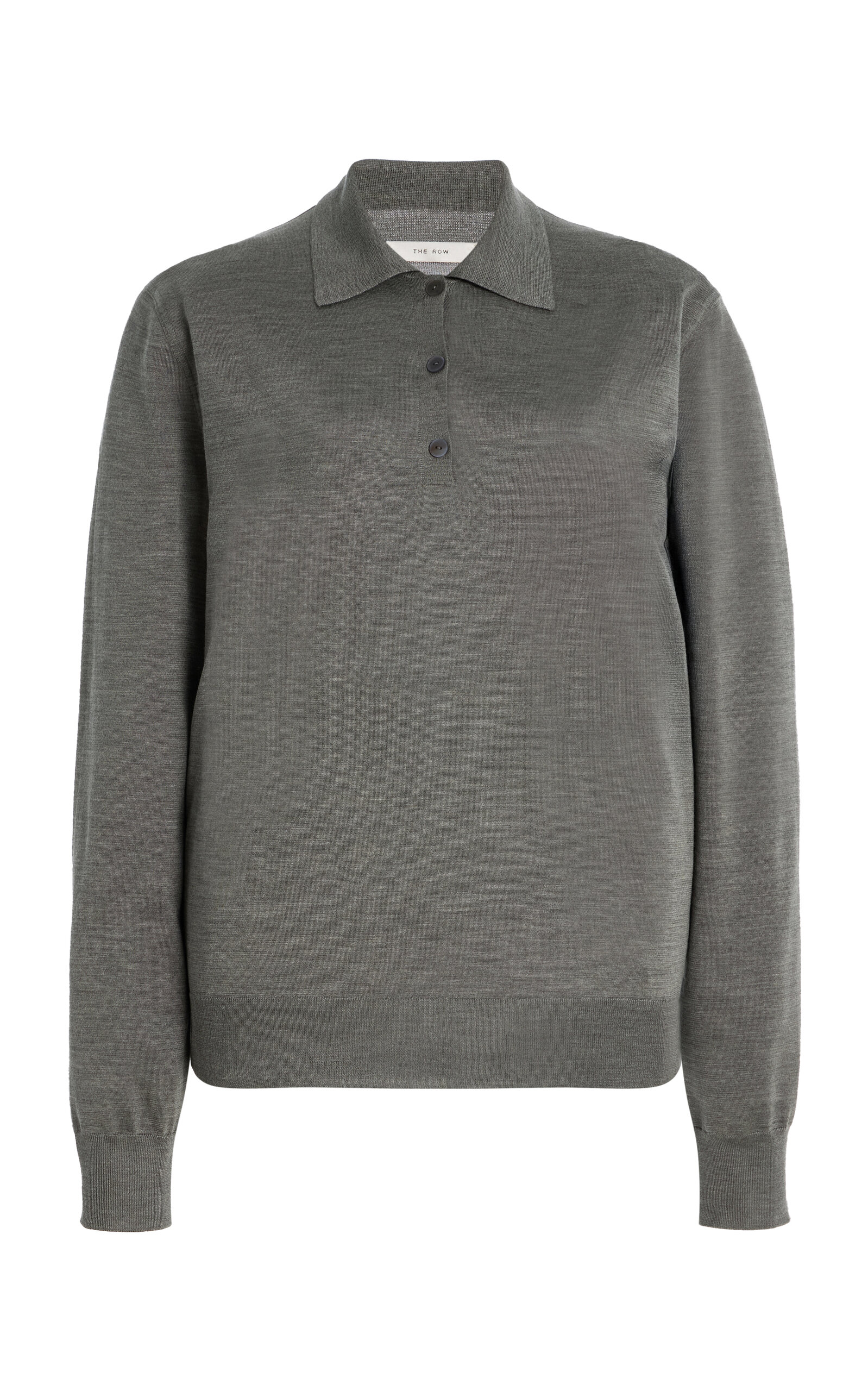 The Row Lilienne Silk Knit Polo Top In Gray