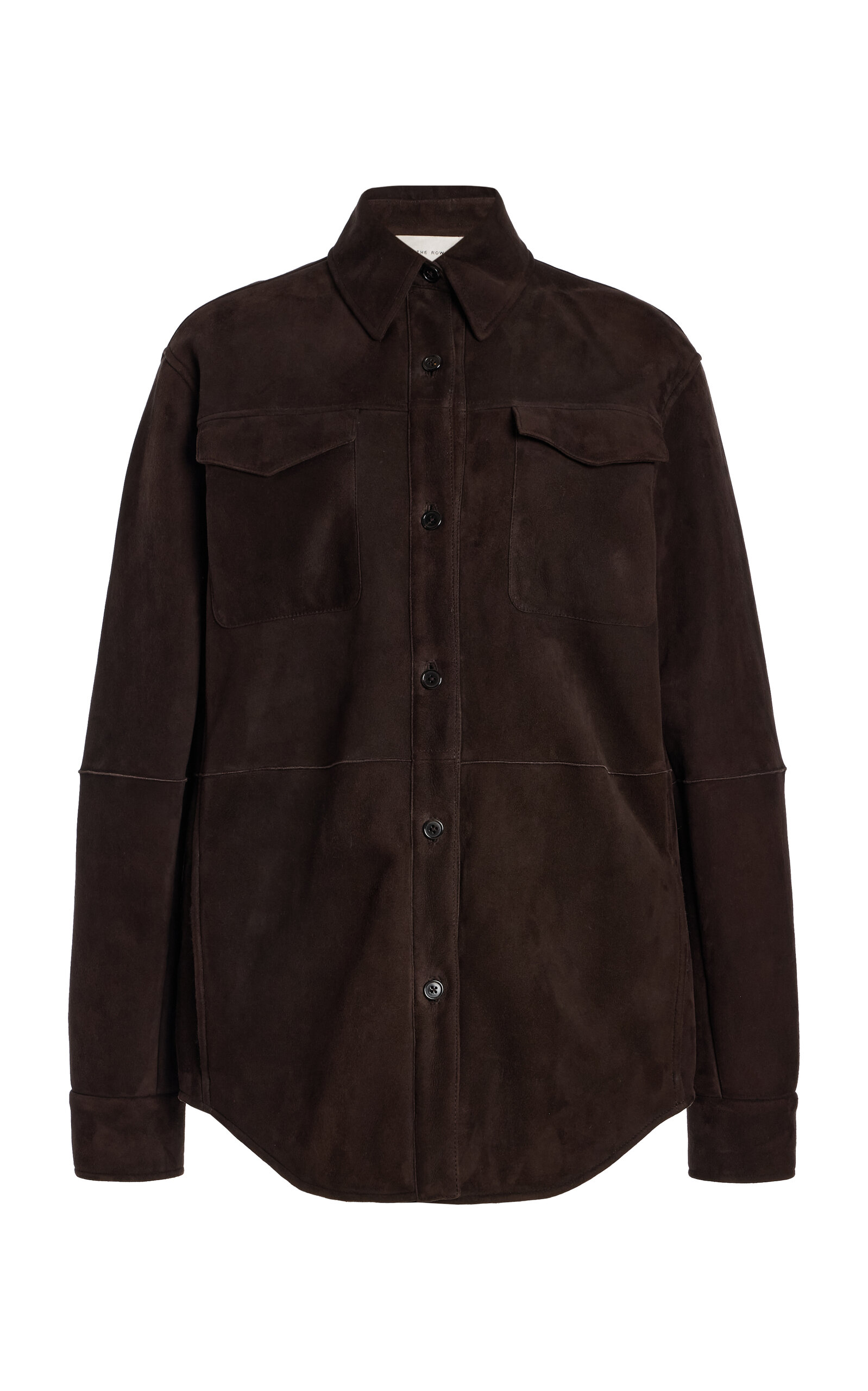 The Row Gwena Suede Shirt Jacket In Brown