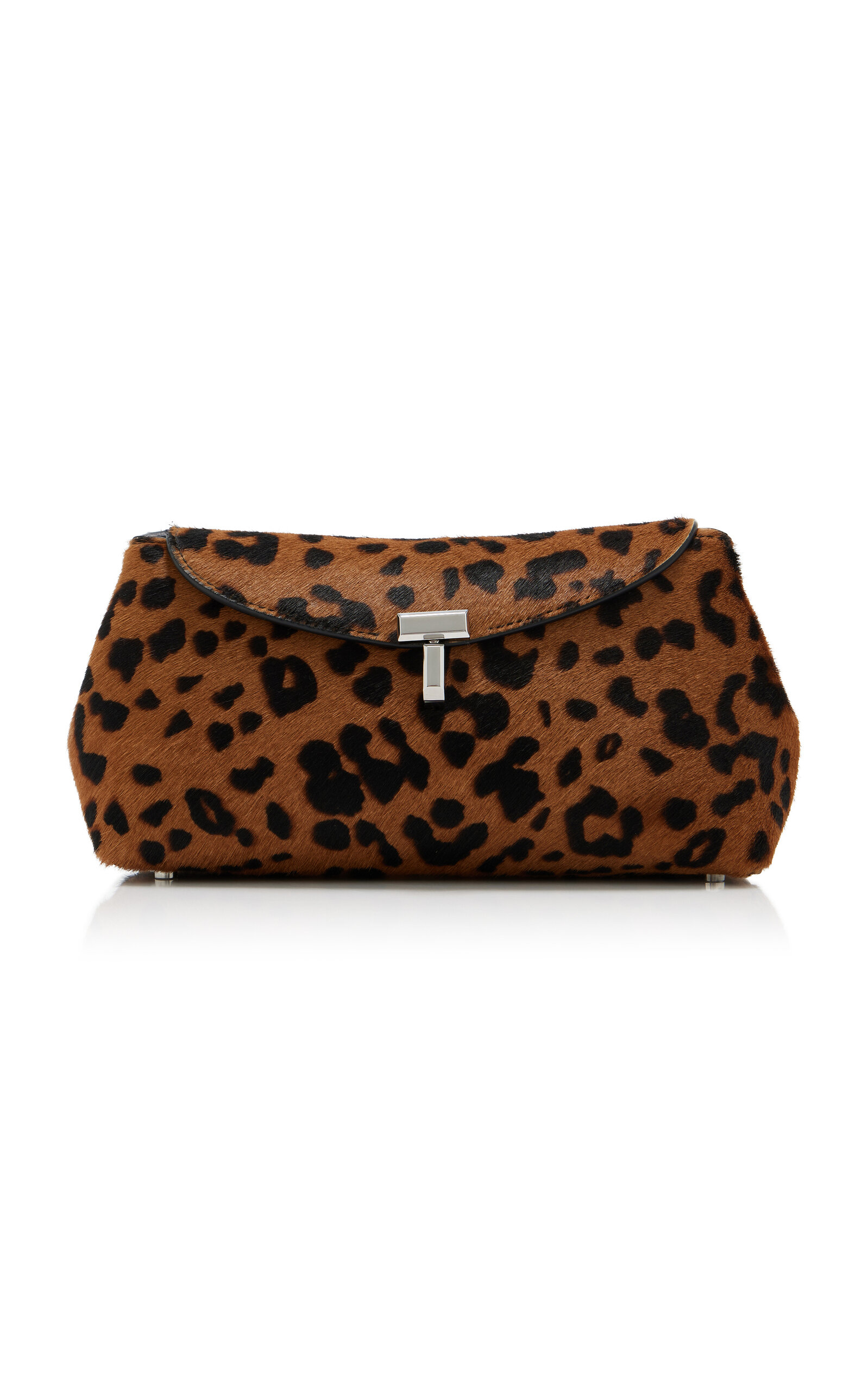Toteme Mini T-lock Naplack Leopard Pony Hair Clutch
