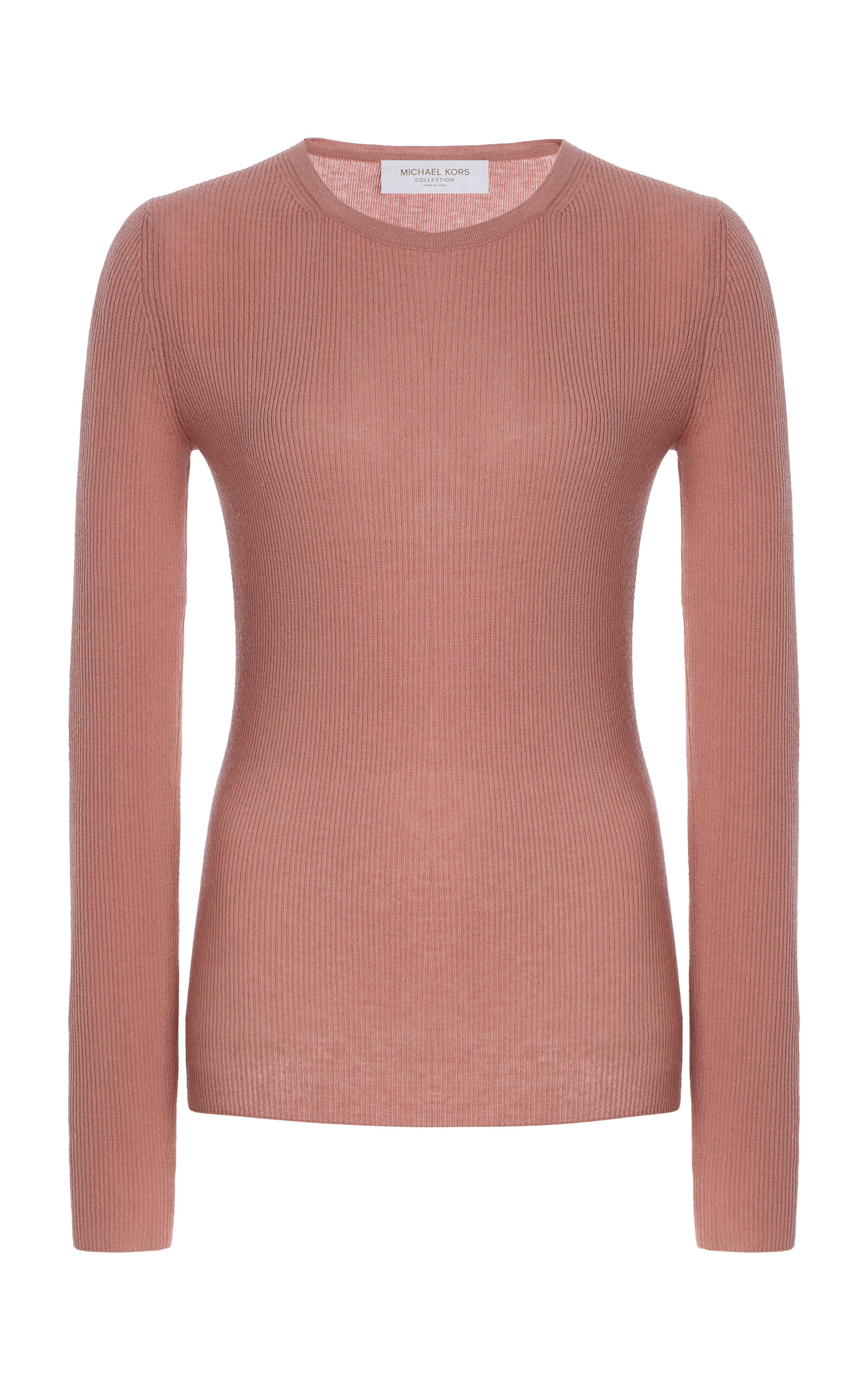 Michael Kors Hutton Ribbed Cashmere Sweater In Pink