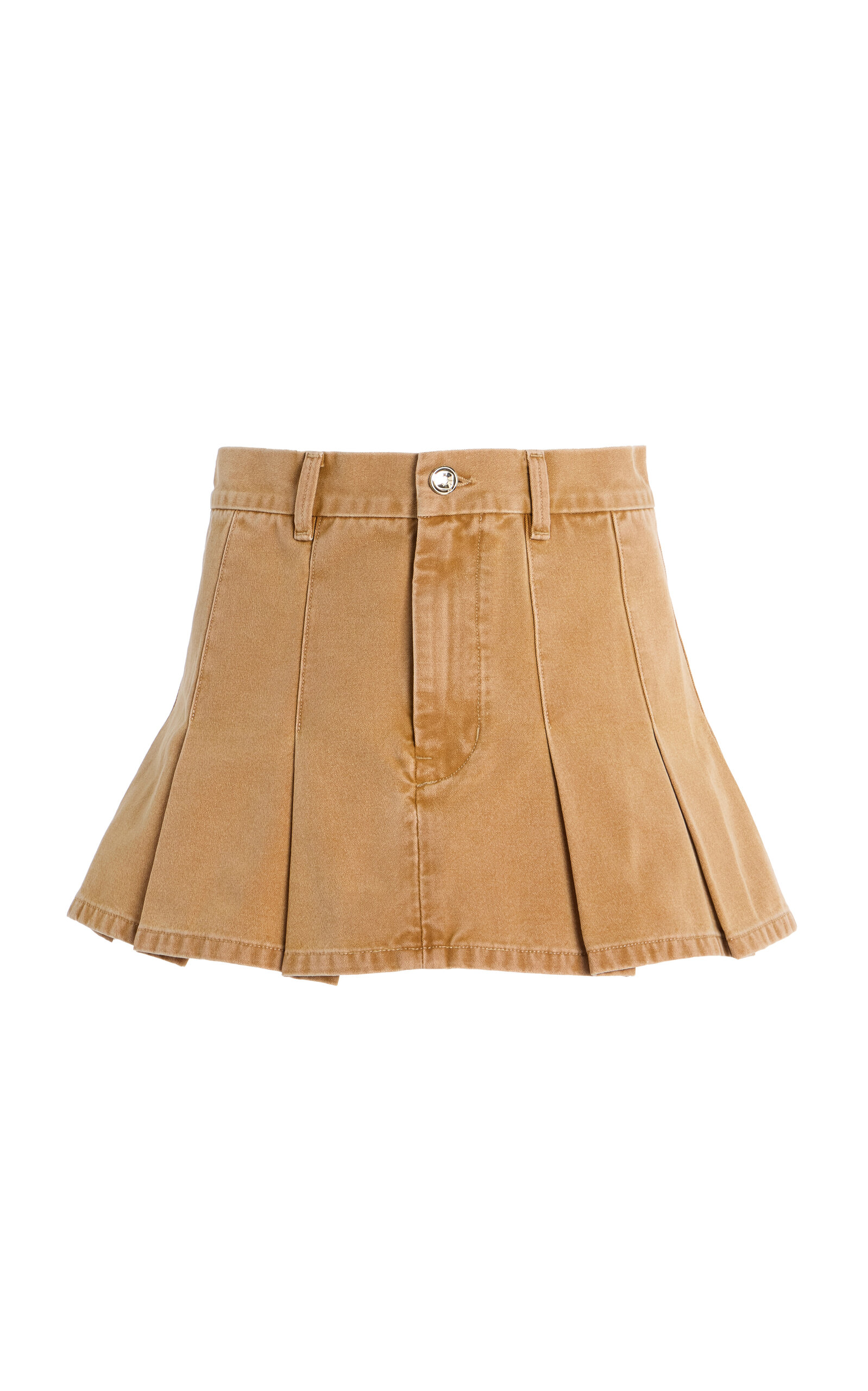 RÙADH The Kenna Mid-Rise Pleated Washed-Canvas Mini Skirt - Moda Operandi