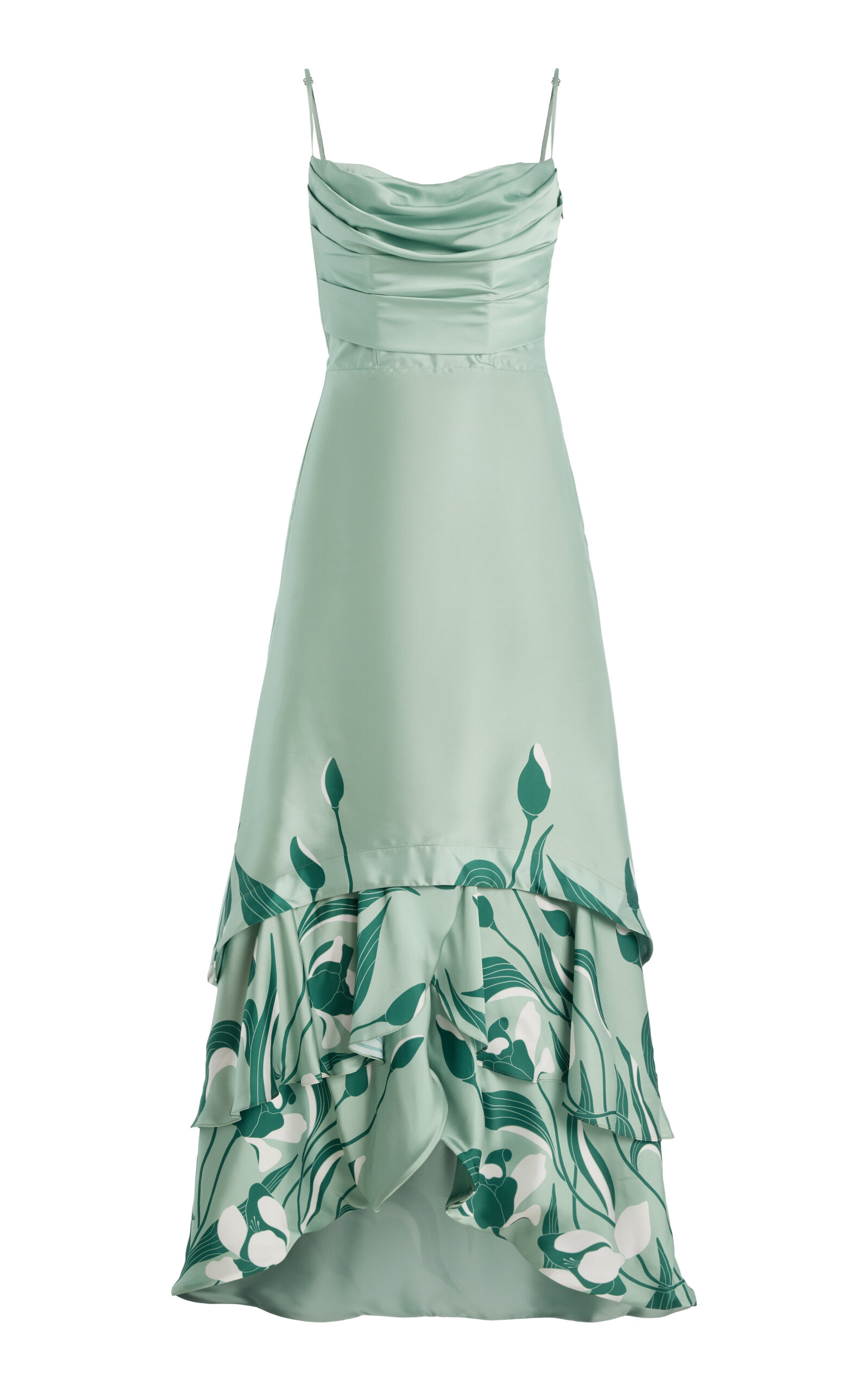 Andres Otalora Exclusive Floreada Tulip-Printed Satin Maxi Dress