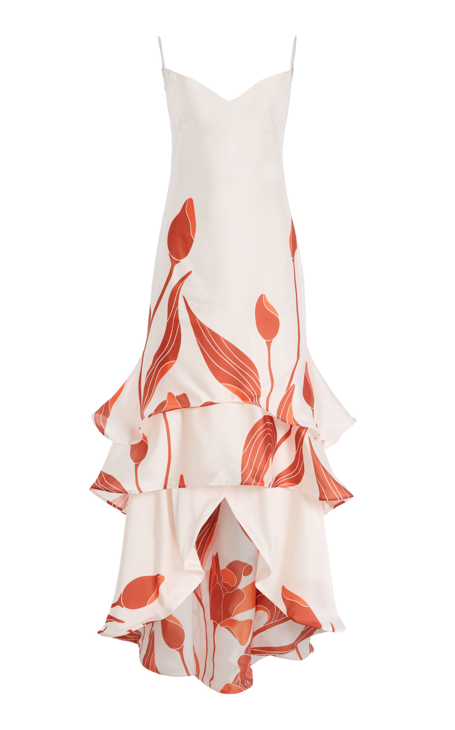 Andres Otalora Exclusive Arte Mio Tulip-printed Satin Maxi Dress In White