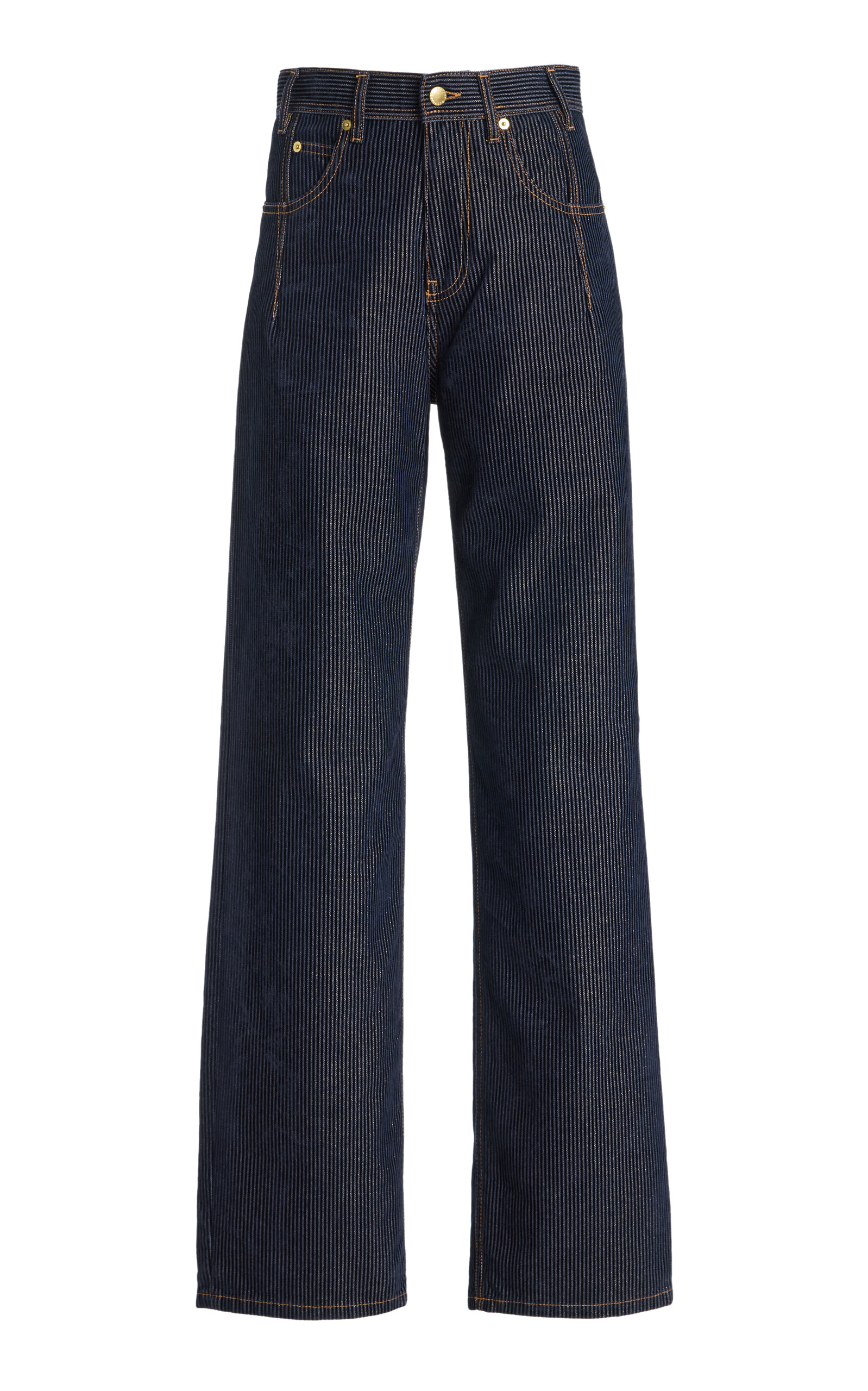 Darkpark Lu Metallic-corduroy Straight-leg Jeans In Blue