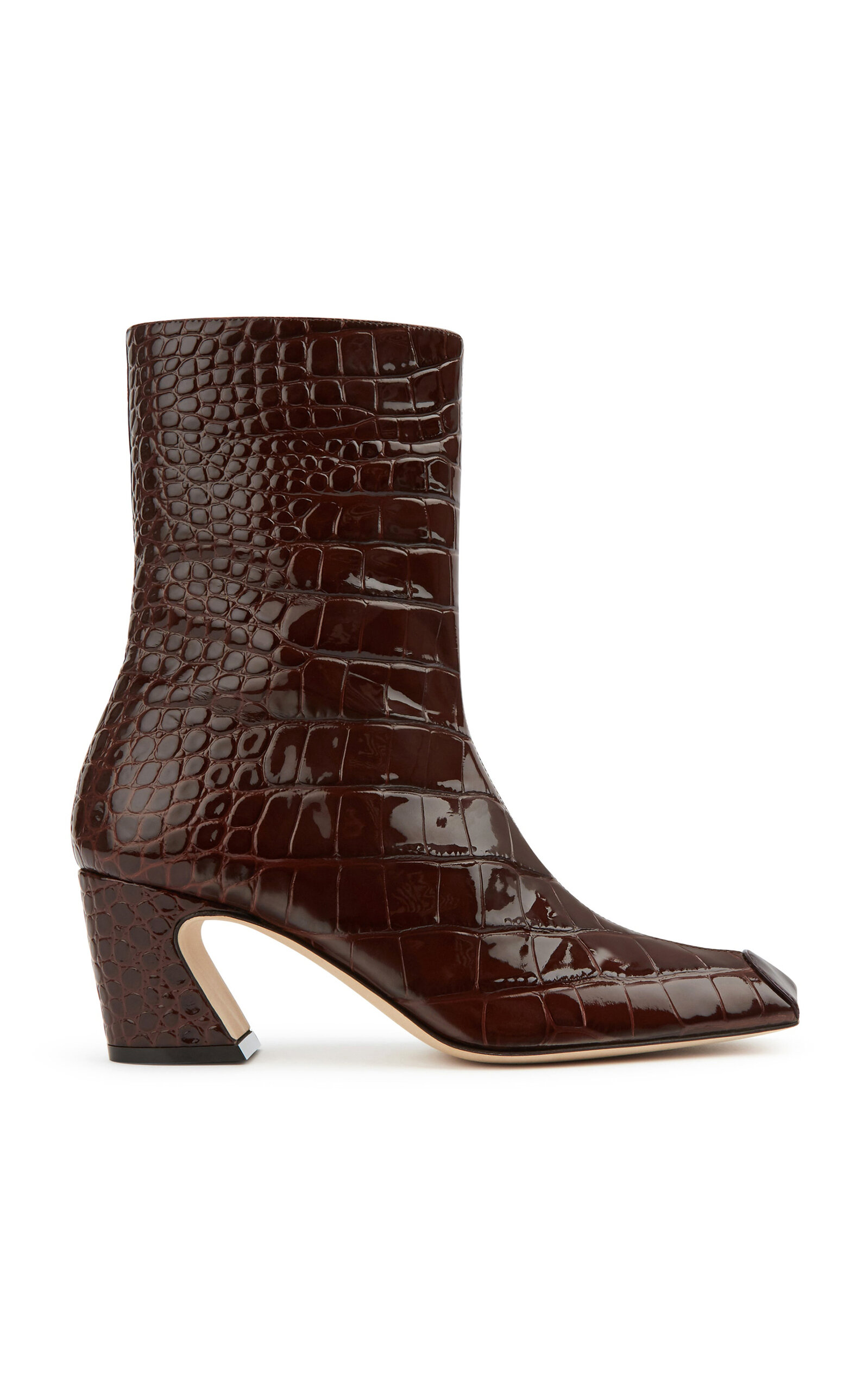 IZIE Highbury Croc-Embossed Leather Boots - Brown