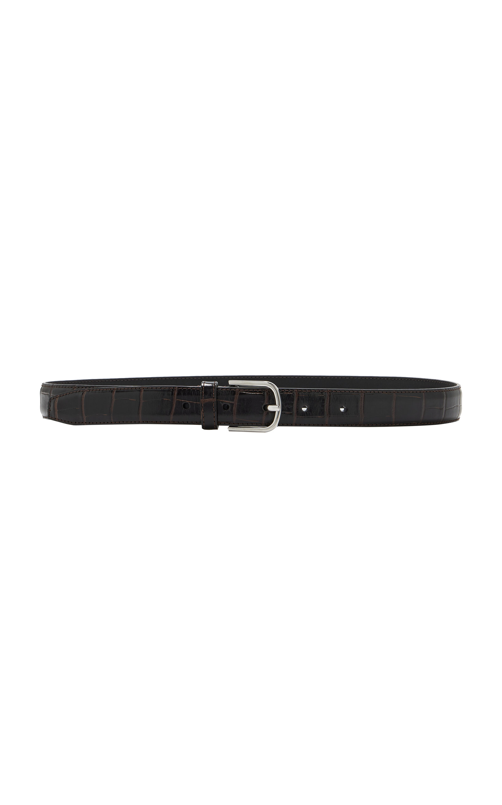 Totême Slim Croc-embossed Leather Belt In Brown