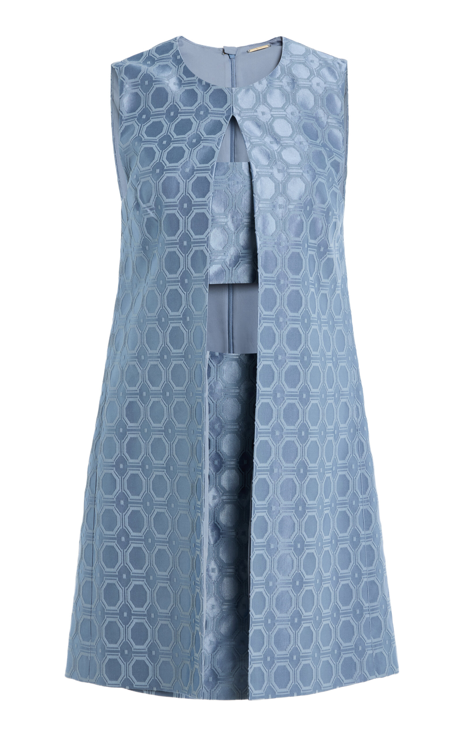 Alexis Asha Layered Cutout Jacquard Cotton-blend Mini Dress In Blue