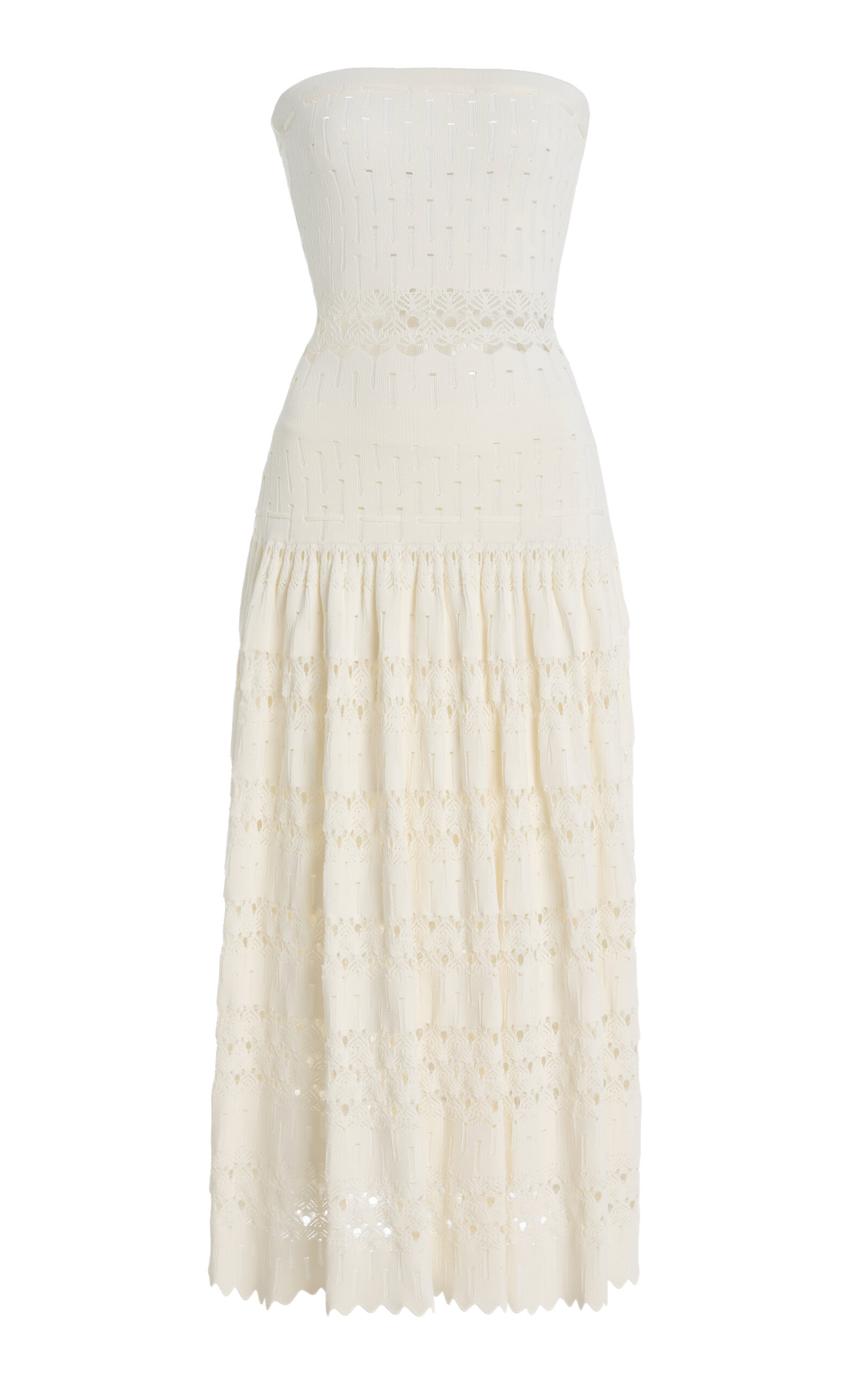 Alexis Payge Eyelet Knit Midi Dress In White