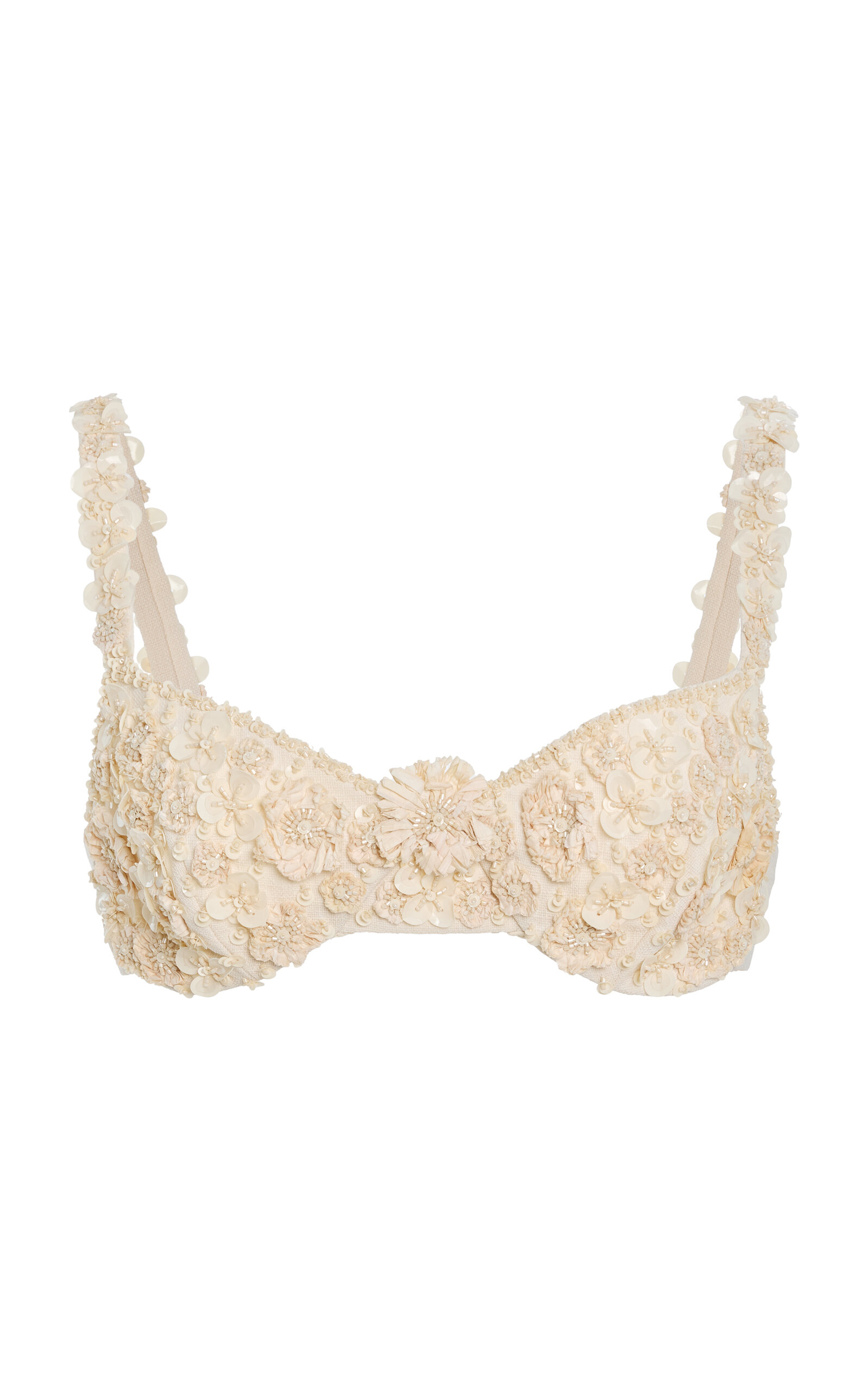 Alexis Remi Raffia-Detailed Woven Bra Top
