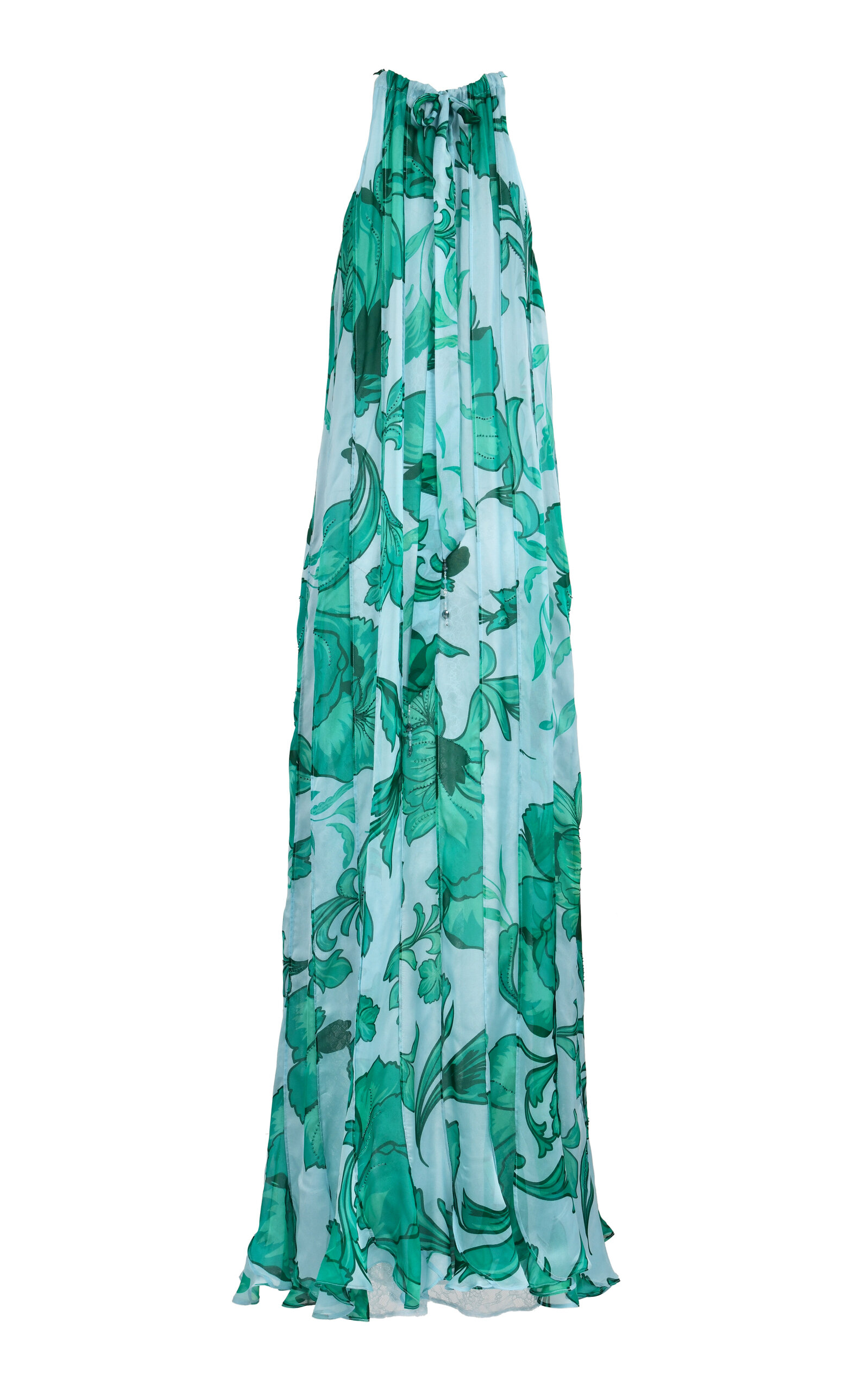 Ivy-Printed Silk Gown