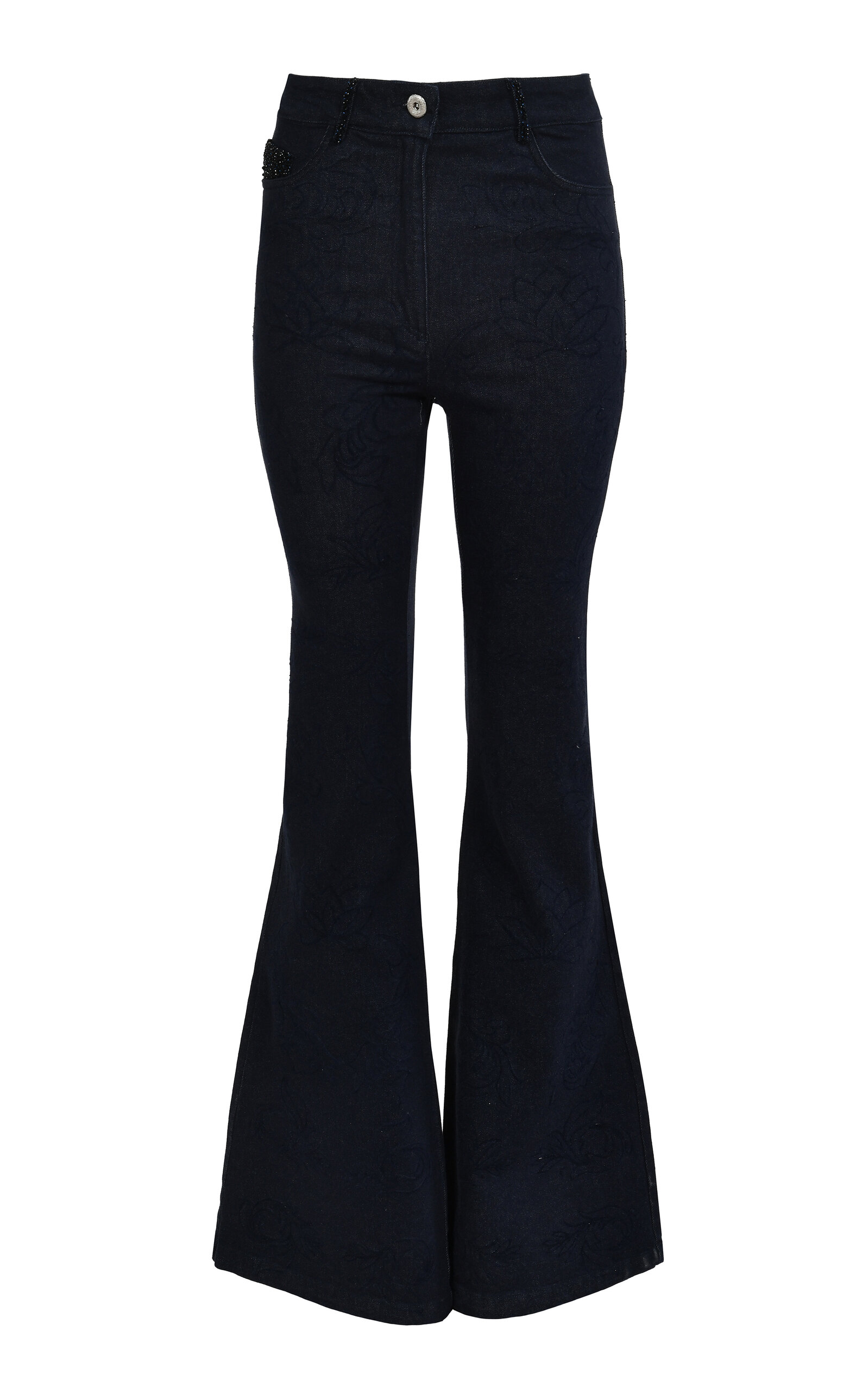 Francesca Miranda Nerea Flared Cotton Pants In Navy