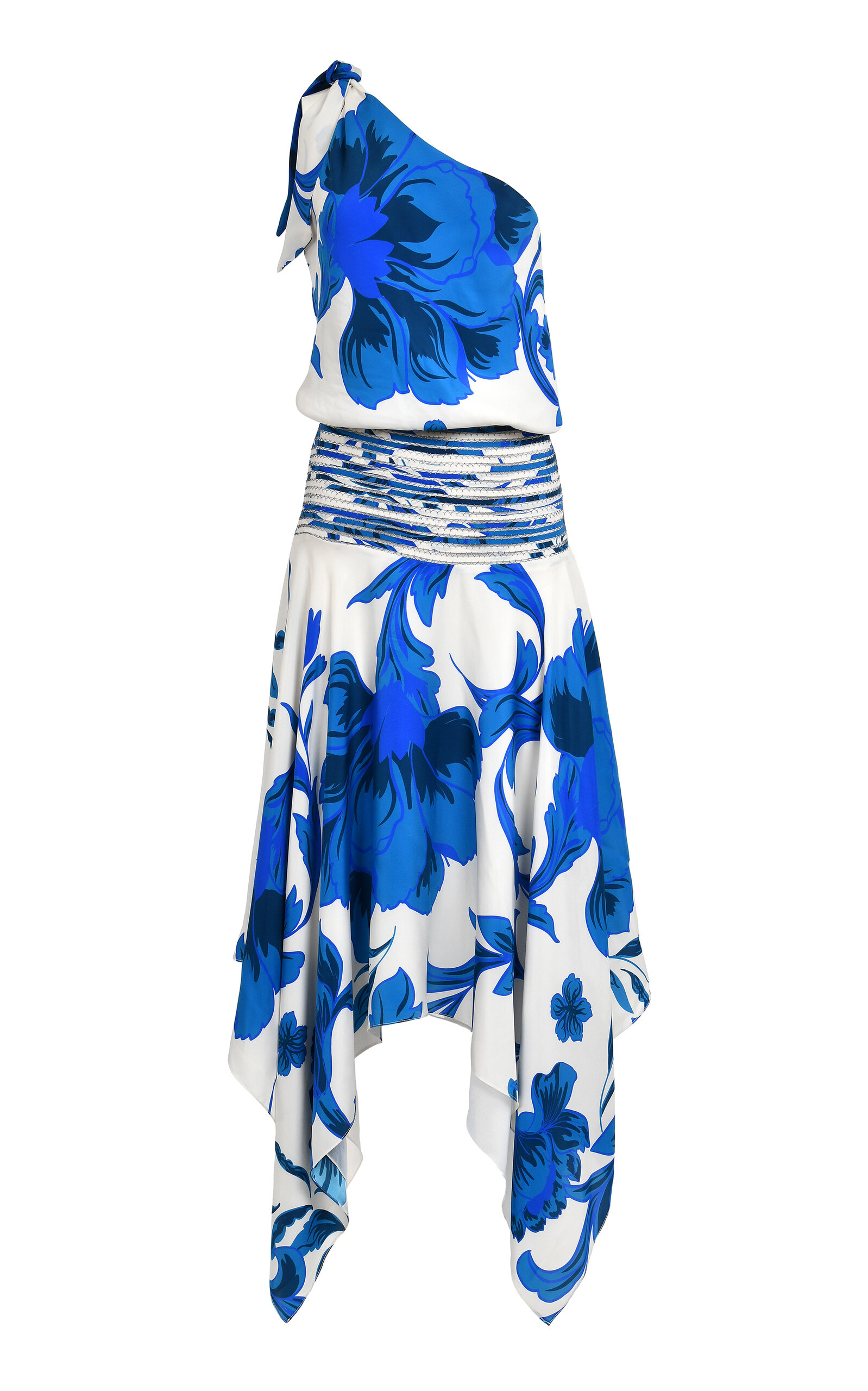 Francesca Miranda Halia One-shoulder Silk Midi Dress In Blue