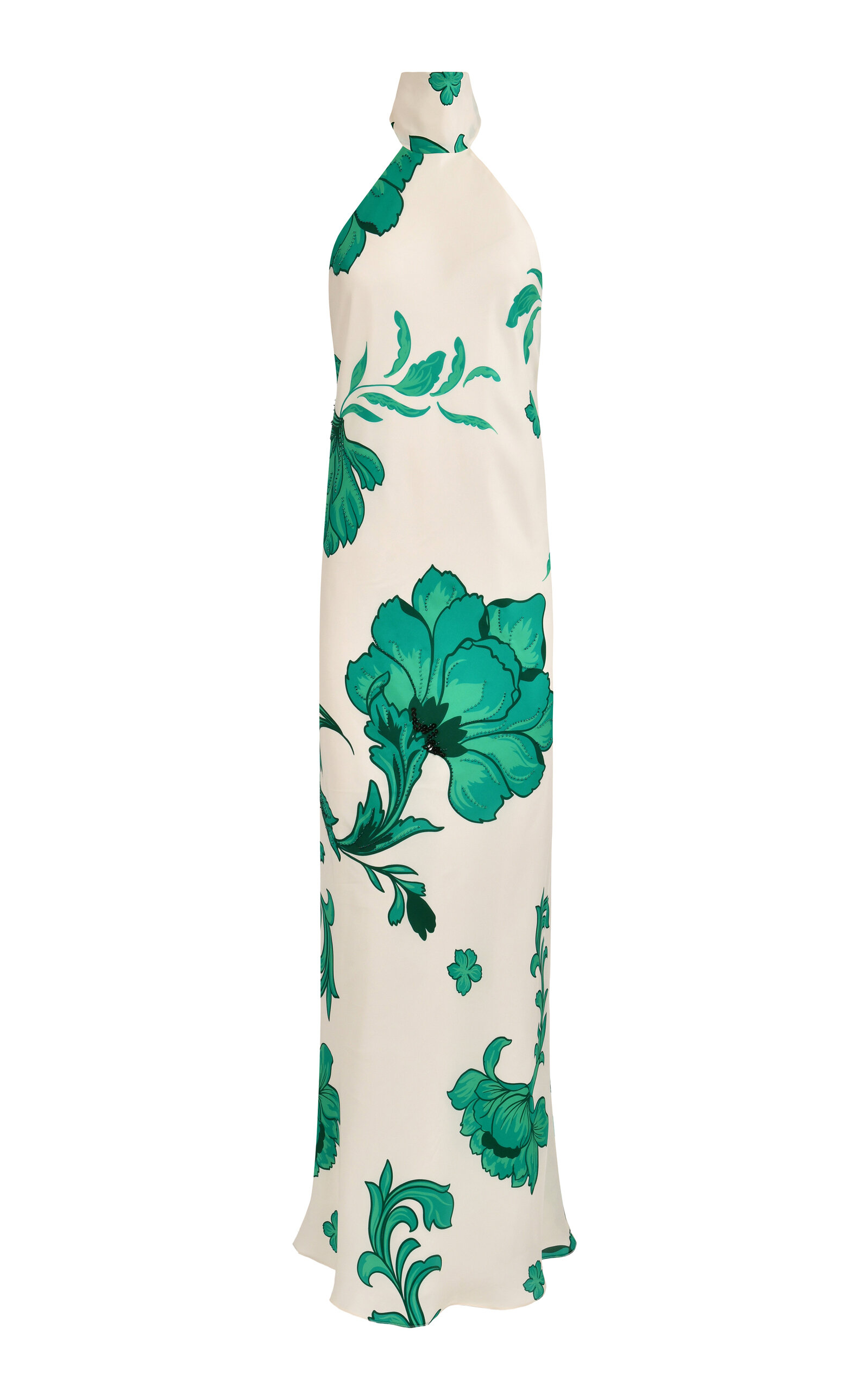 Hera Printed Silk Halter Gown