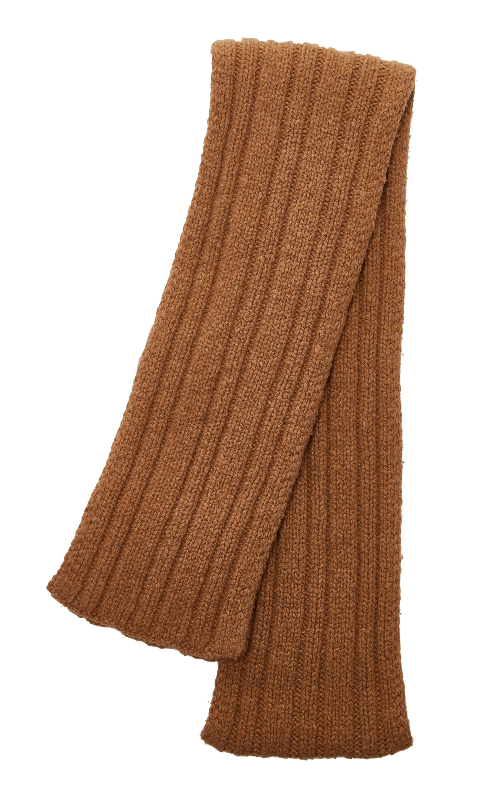 The Row Rectangular Knitted Ribbed Scarf In Brown