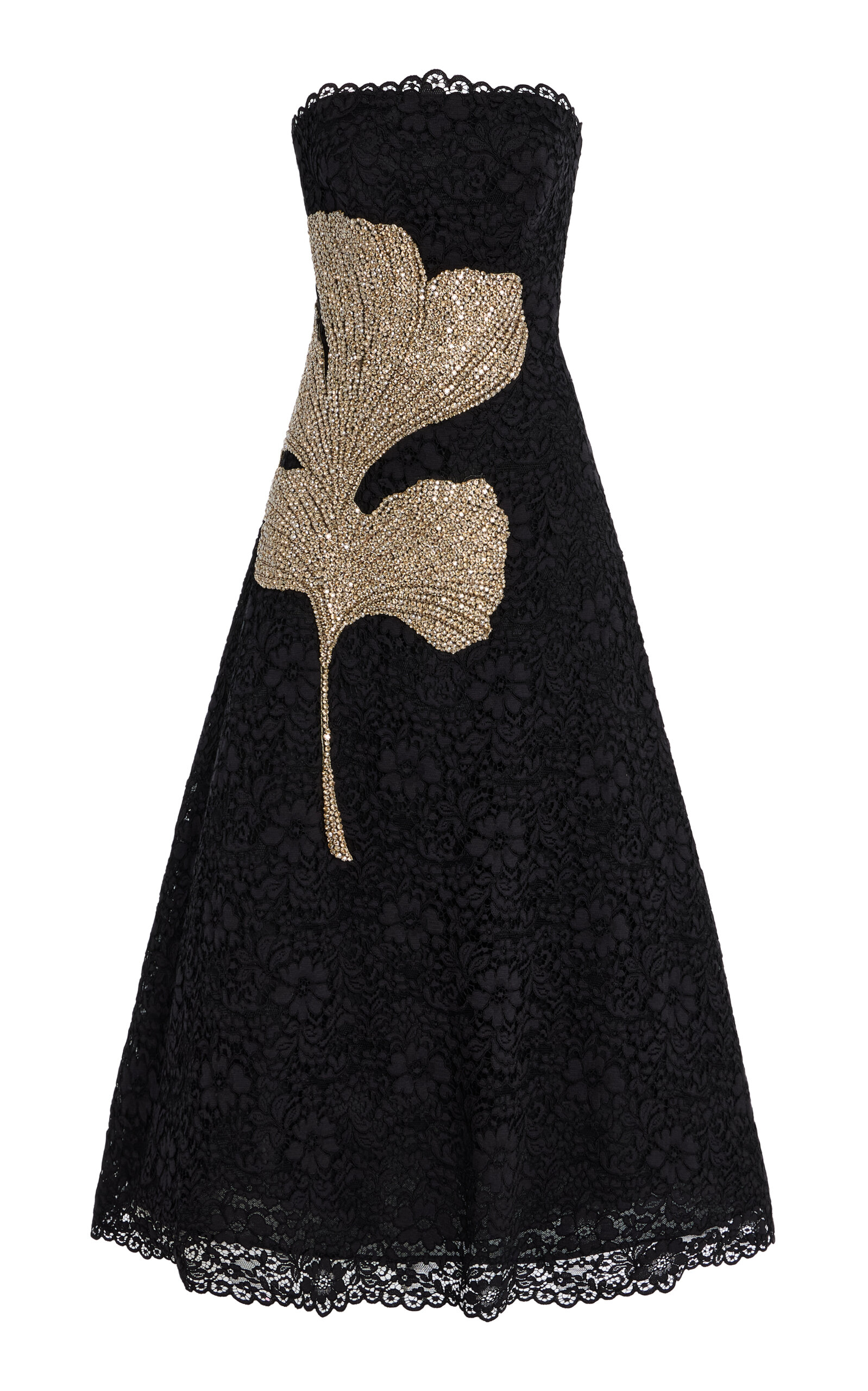 Shop Costarellos Hallis Crystal-embellished Lace Midi Dress