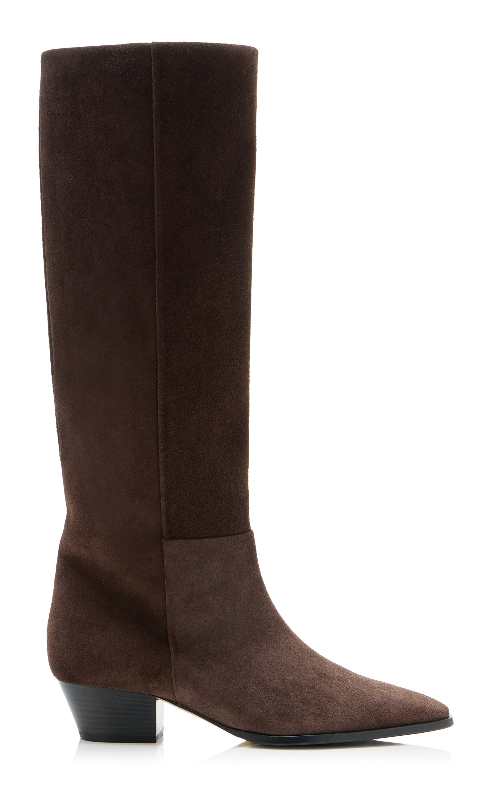 Aeyde Medea Suede Knee Boots In Brown