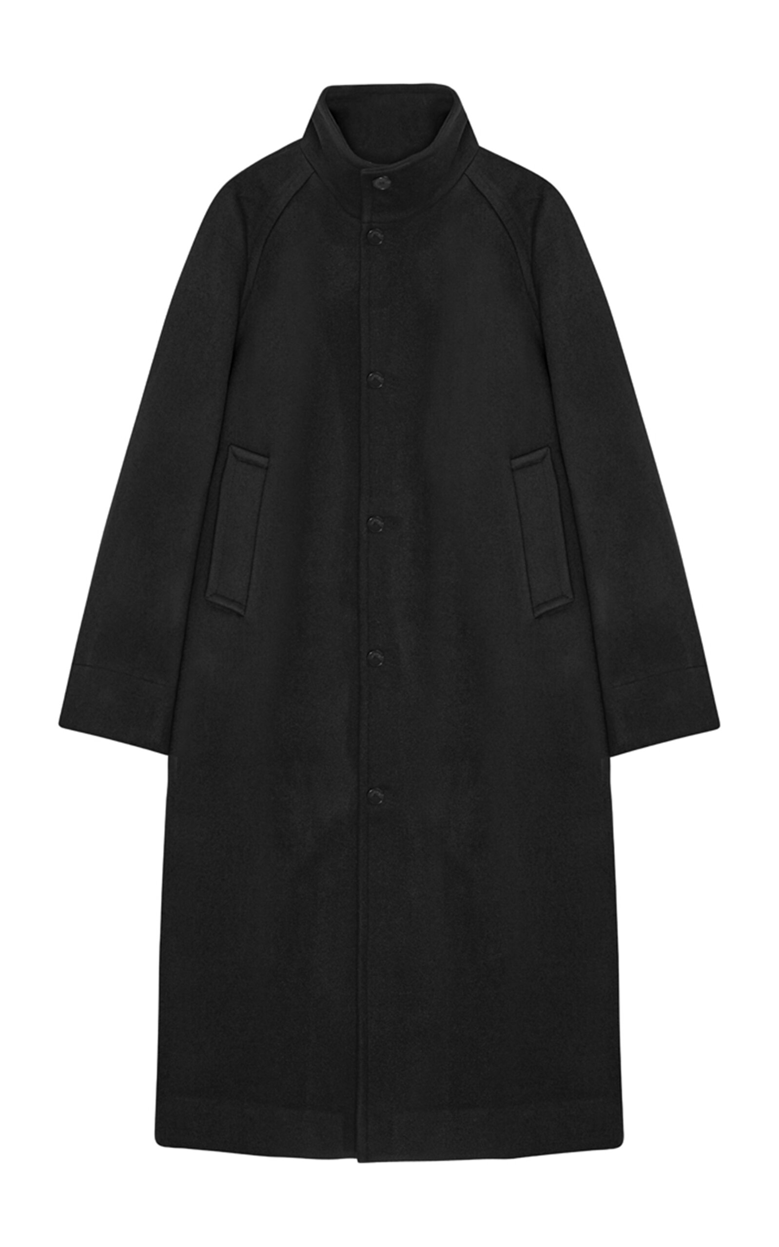Birrot Highneck Wool Coat In Black