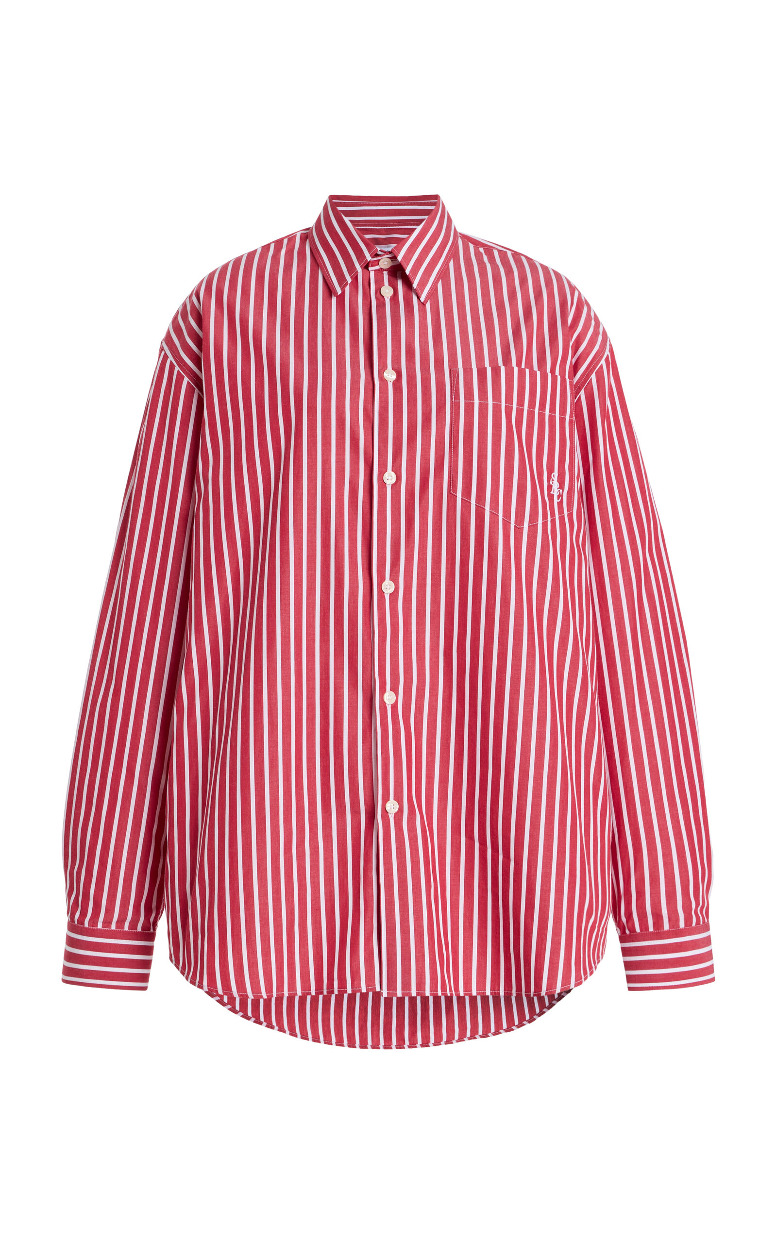 Sporty & Rich Oversized Striped Cotton Button Down Shirt