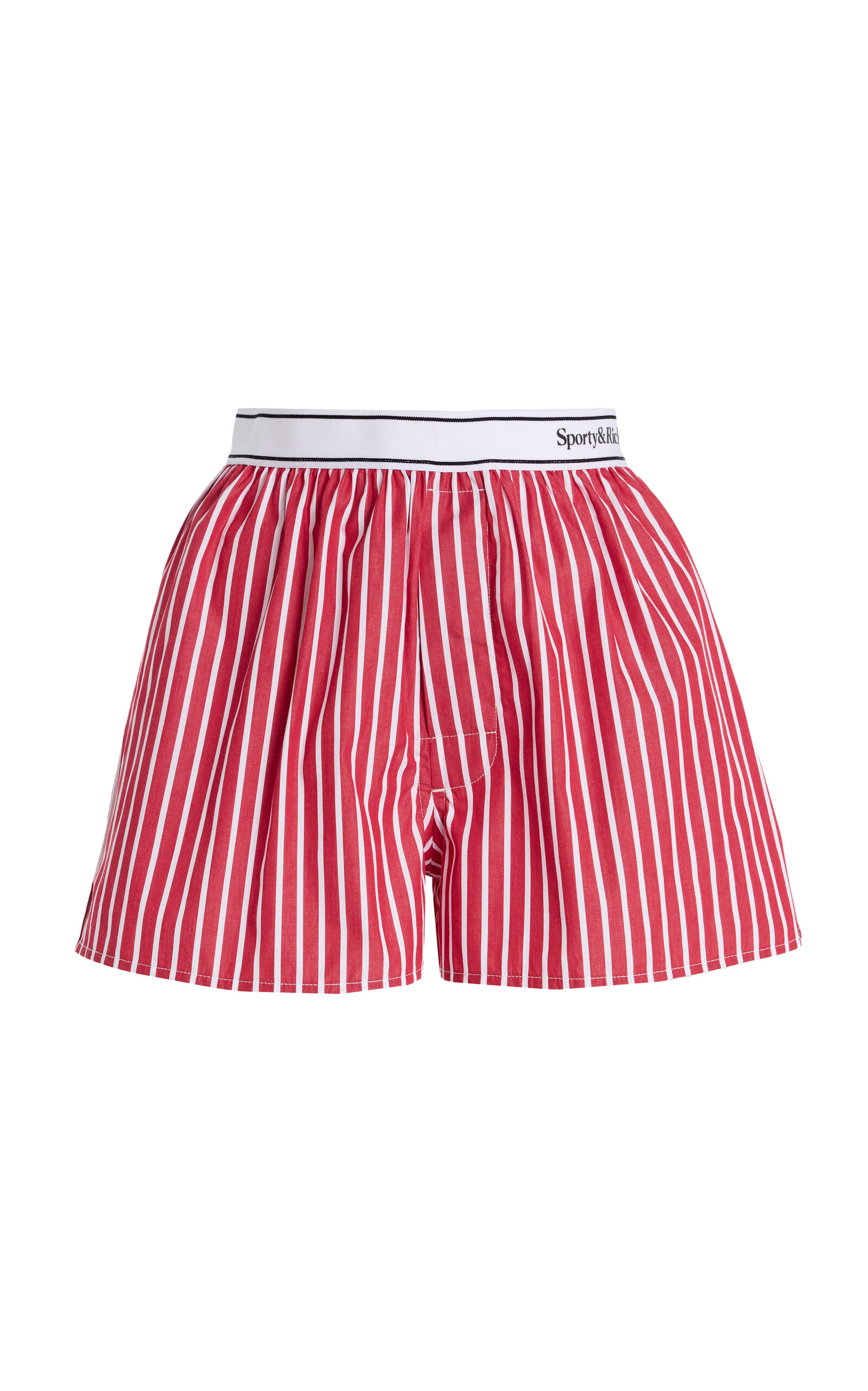 Sporty And Rich Serif Cotton Stiped Logo Boxers In Red