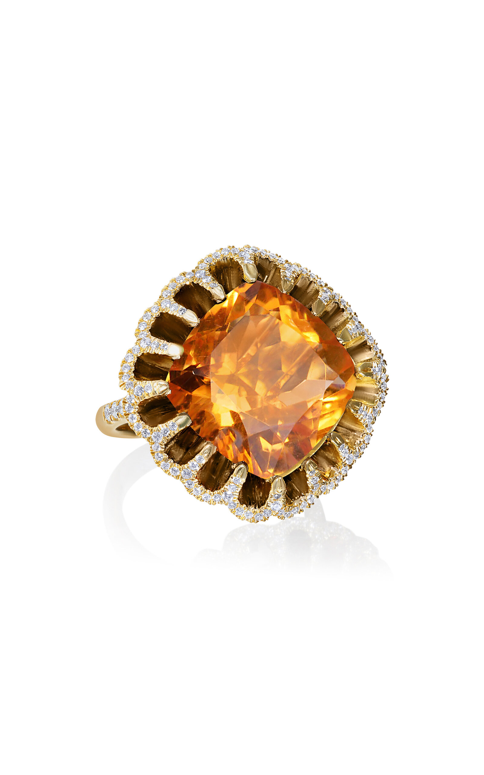 18K Yellow Gold Diamond Citrine Ring