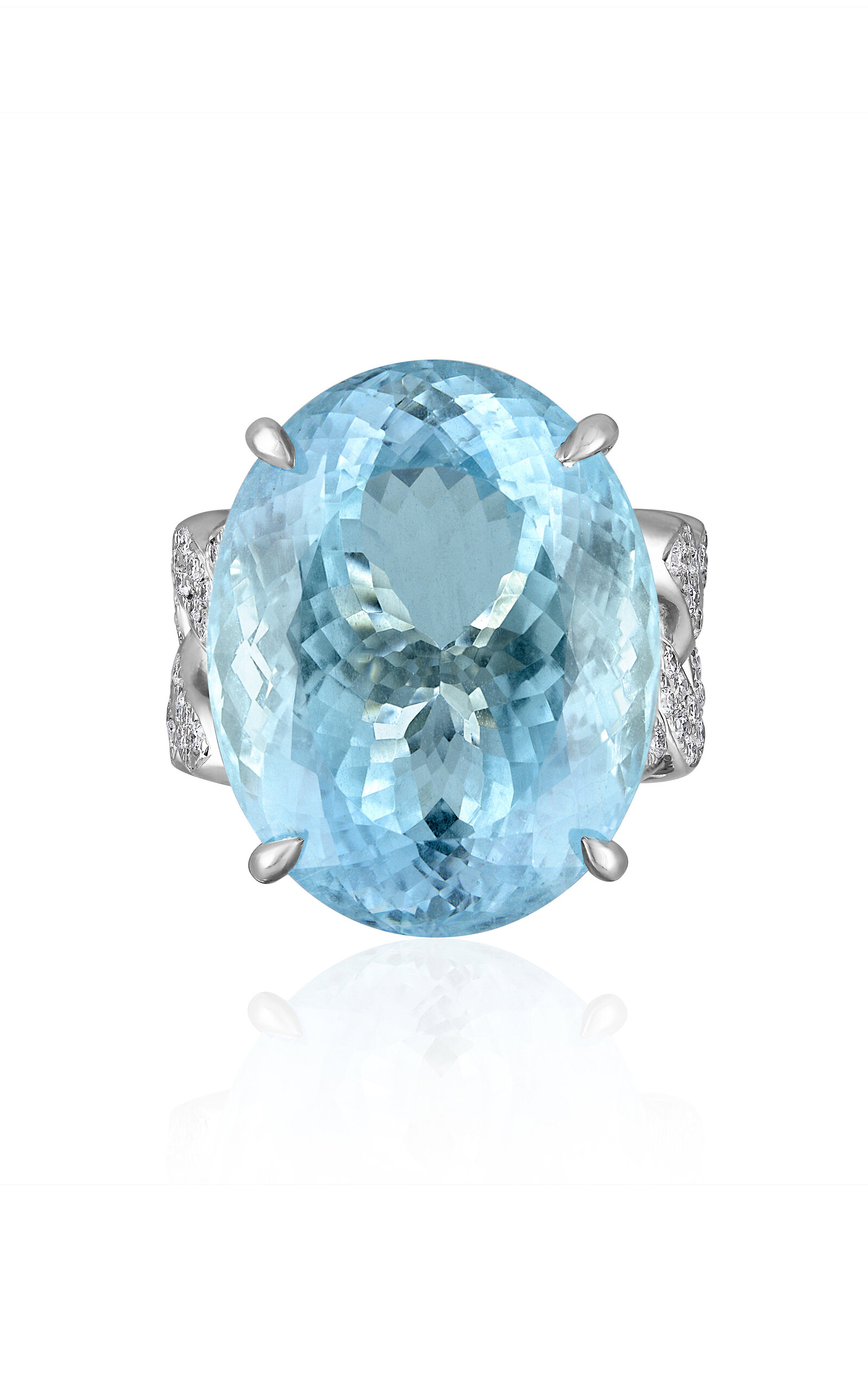 18K White Gold Aquamarine Diamond Ring