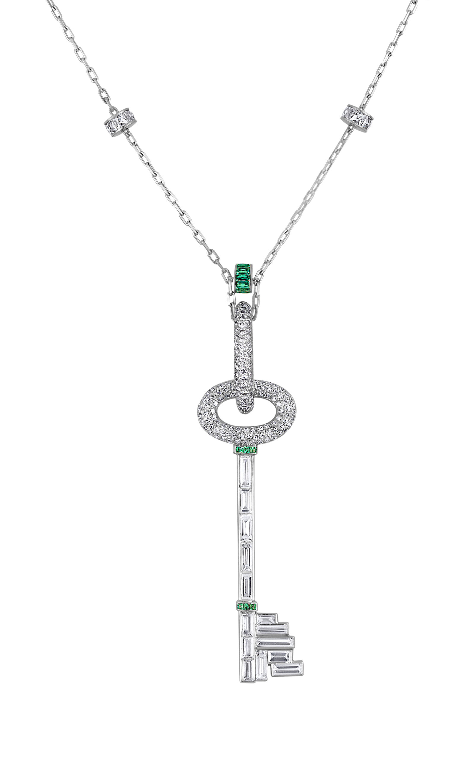 Platinum Diamond Emerald Necklace