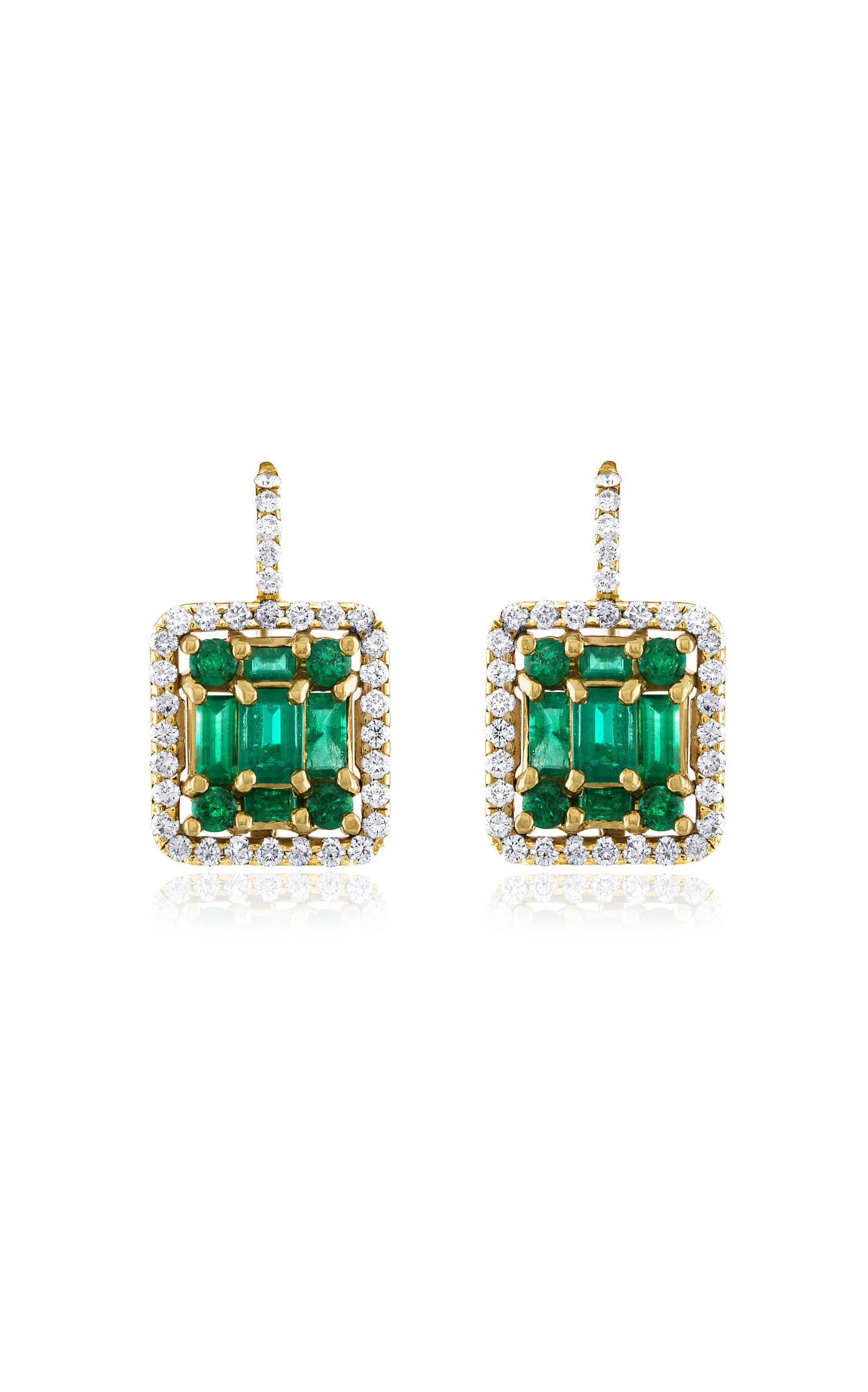18K White Gold Emerald Diamond Earrings
