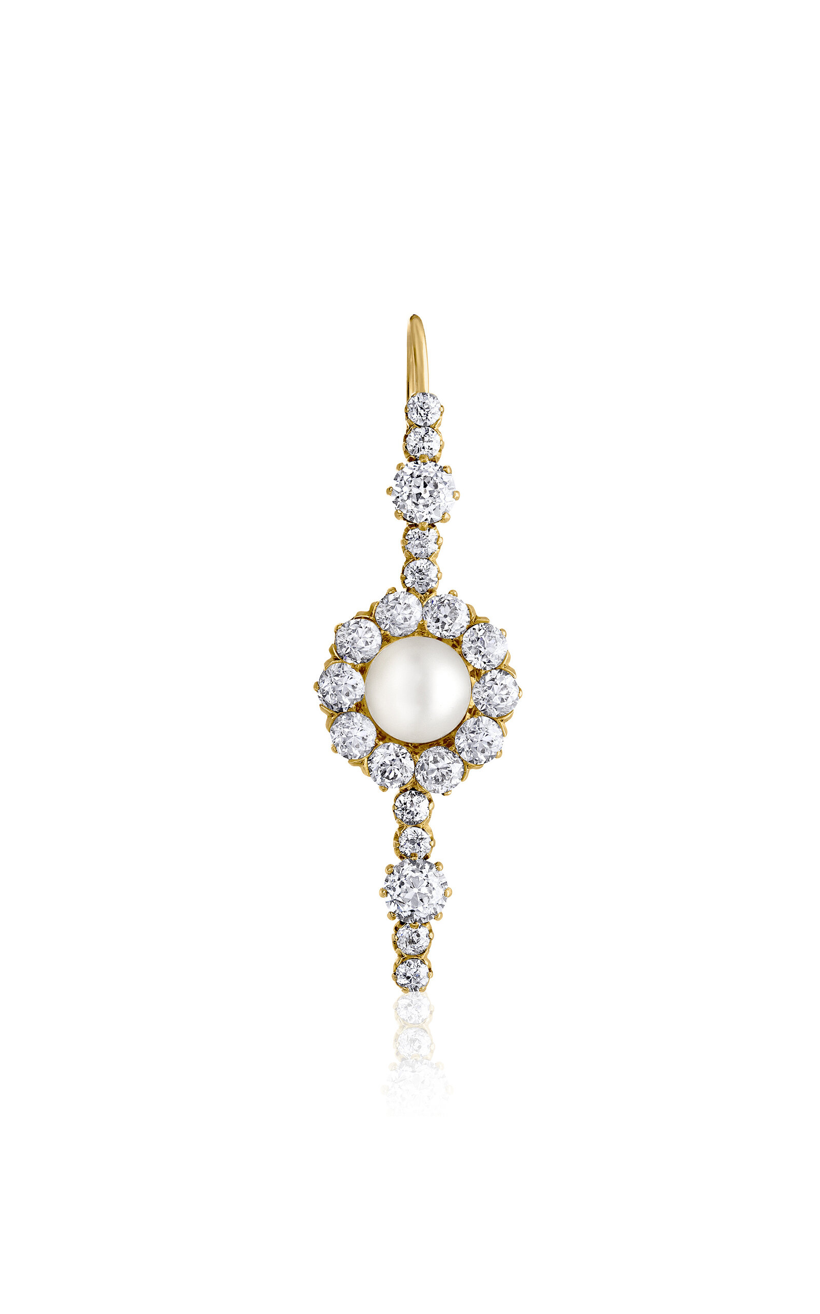 18K Yellow Gold Pearl Diamond Single Earring