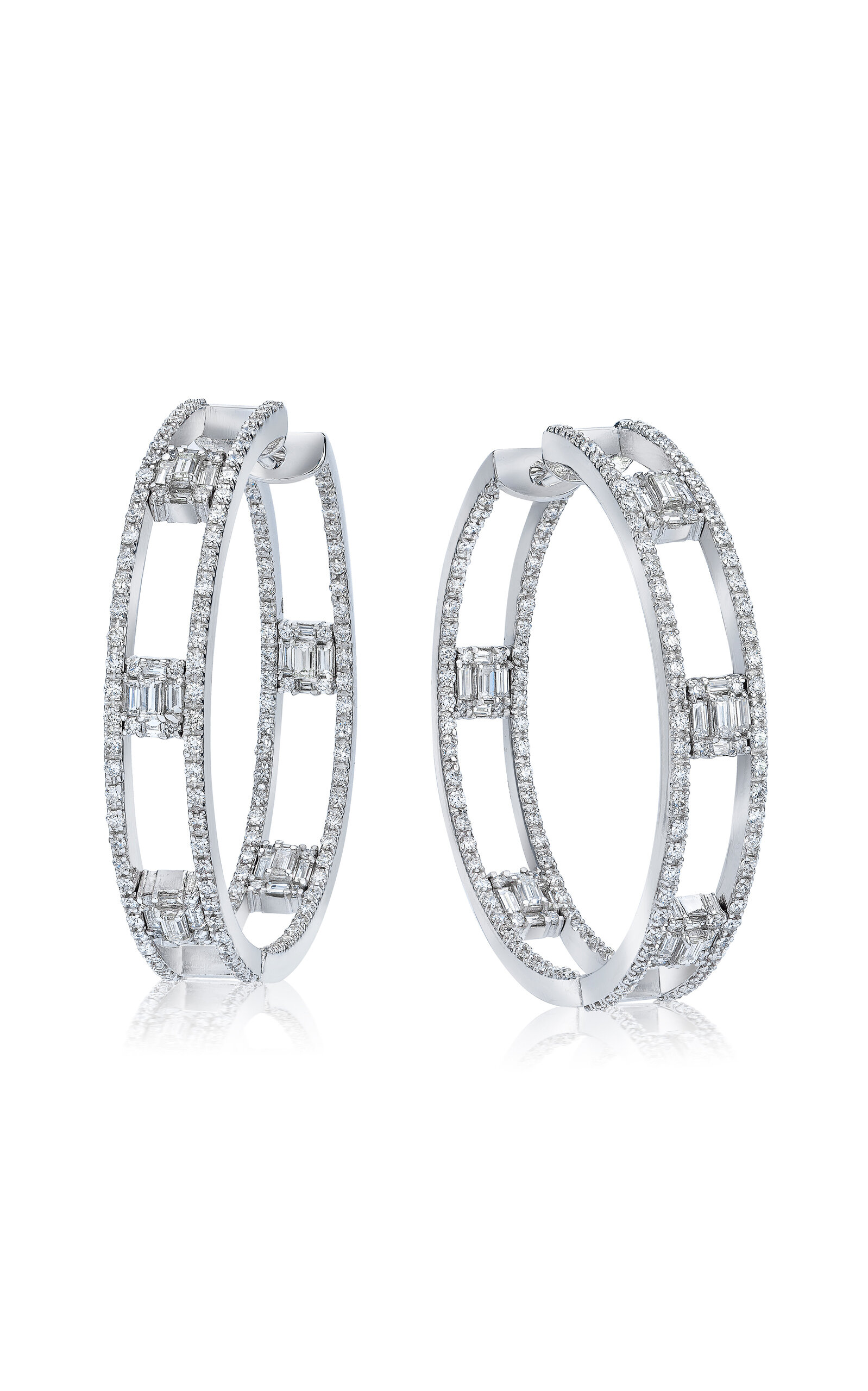 Clarity Inside-Out 18K White Gold Diamond Hoop Earrings