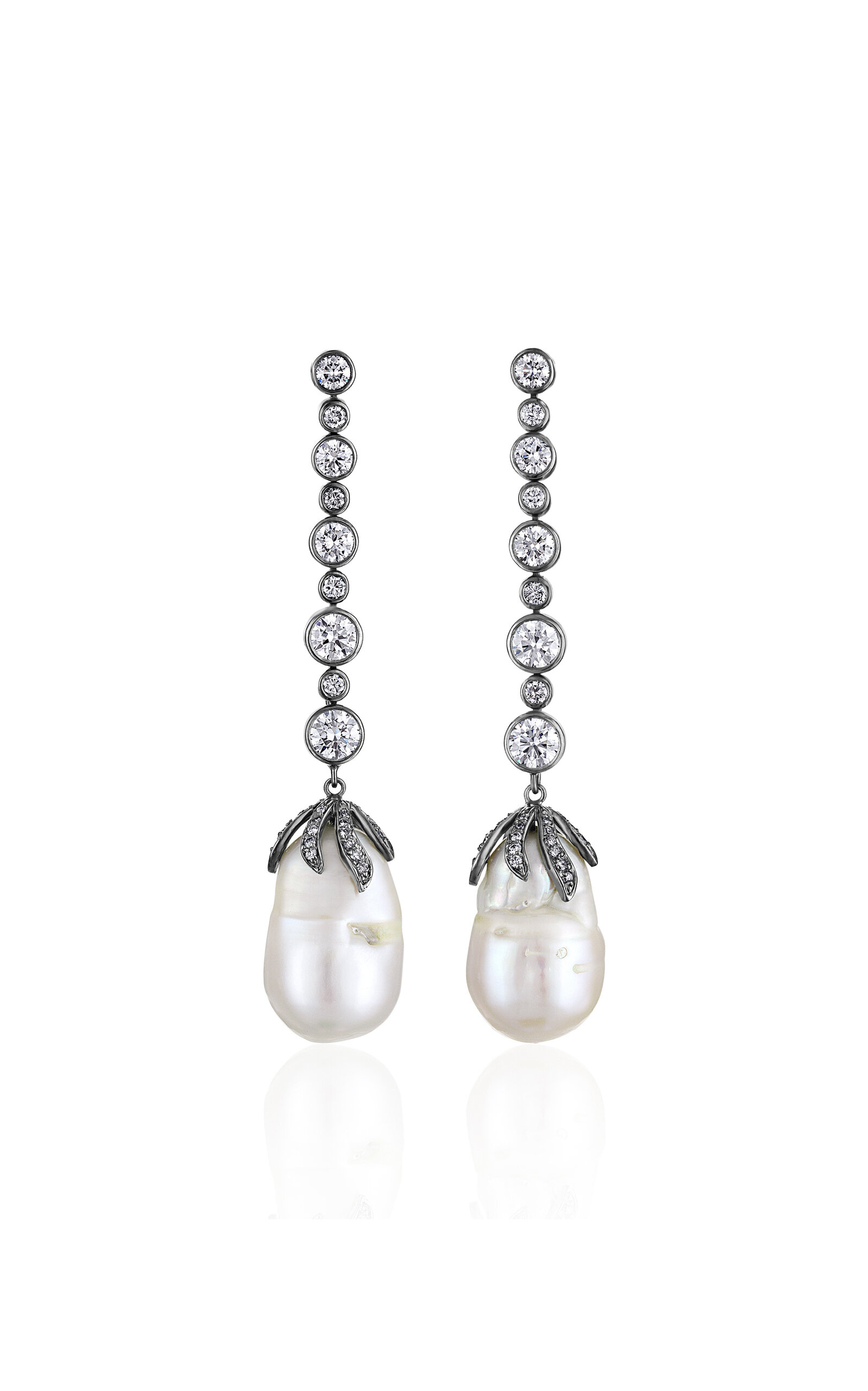 18K White Gold Pearl Diamond Earrings