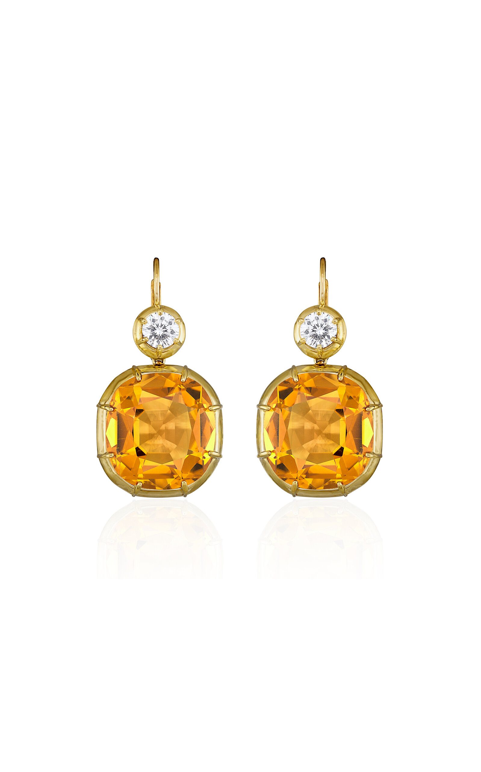 Imperial 18K Yellow Gold Citrine Diamond Earrings