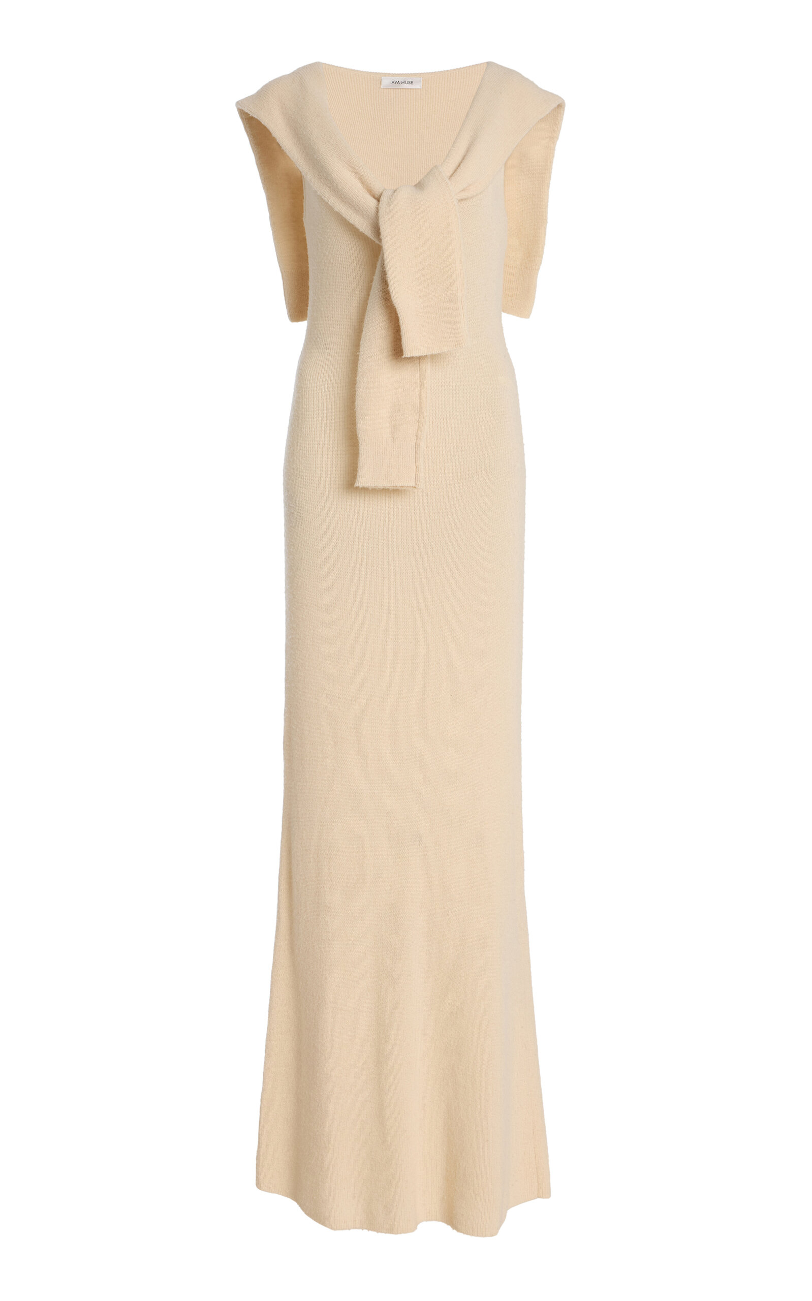 Aya Muse Vao Wrap-Effect Wool-Blend Maxi Dress