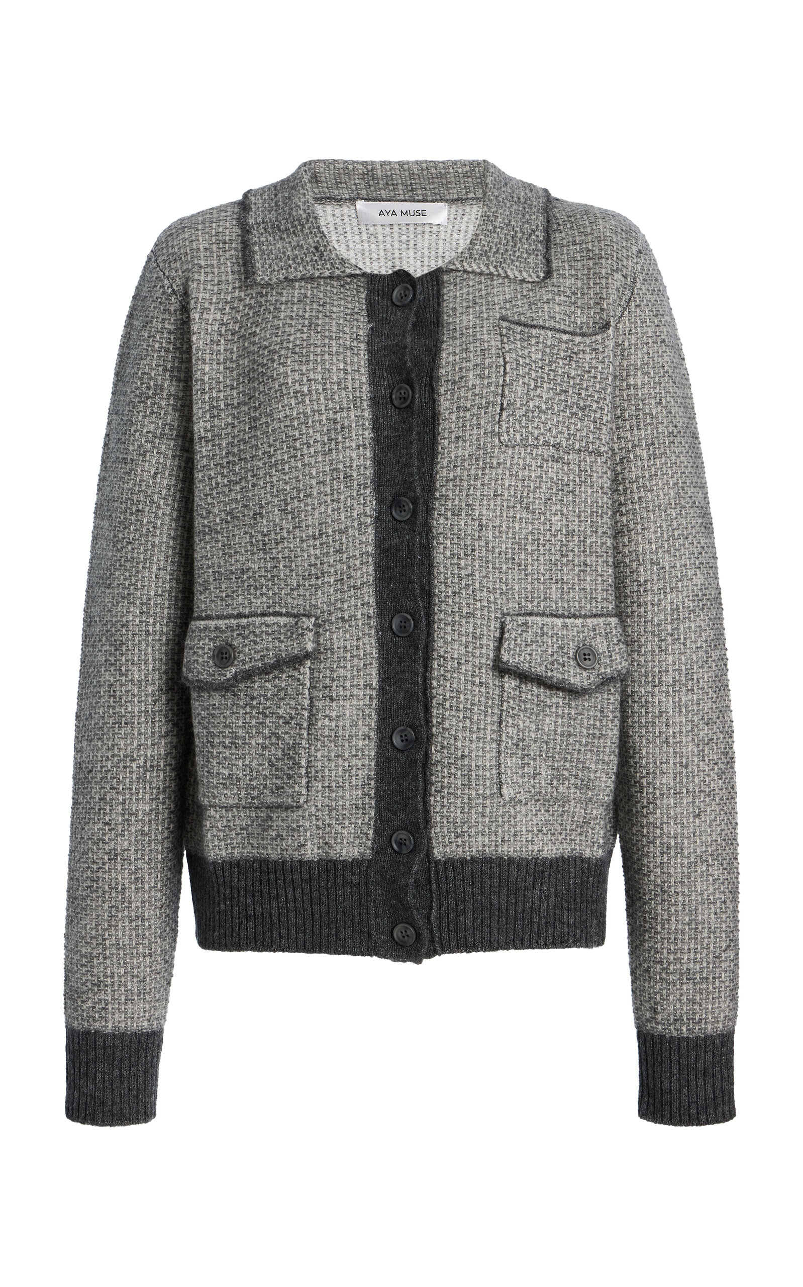 Aya Muse Avel Wool; Cashmere And Silk Cardigan In Gray