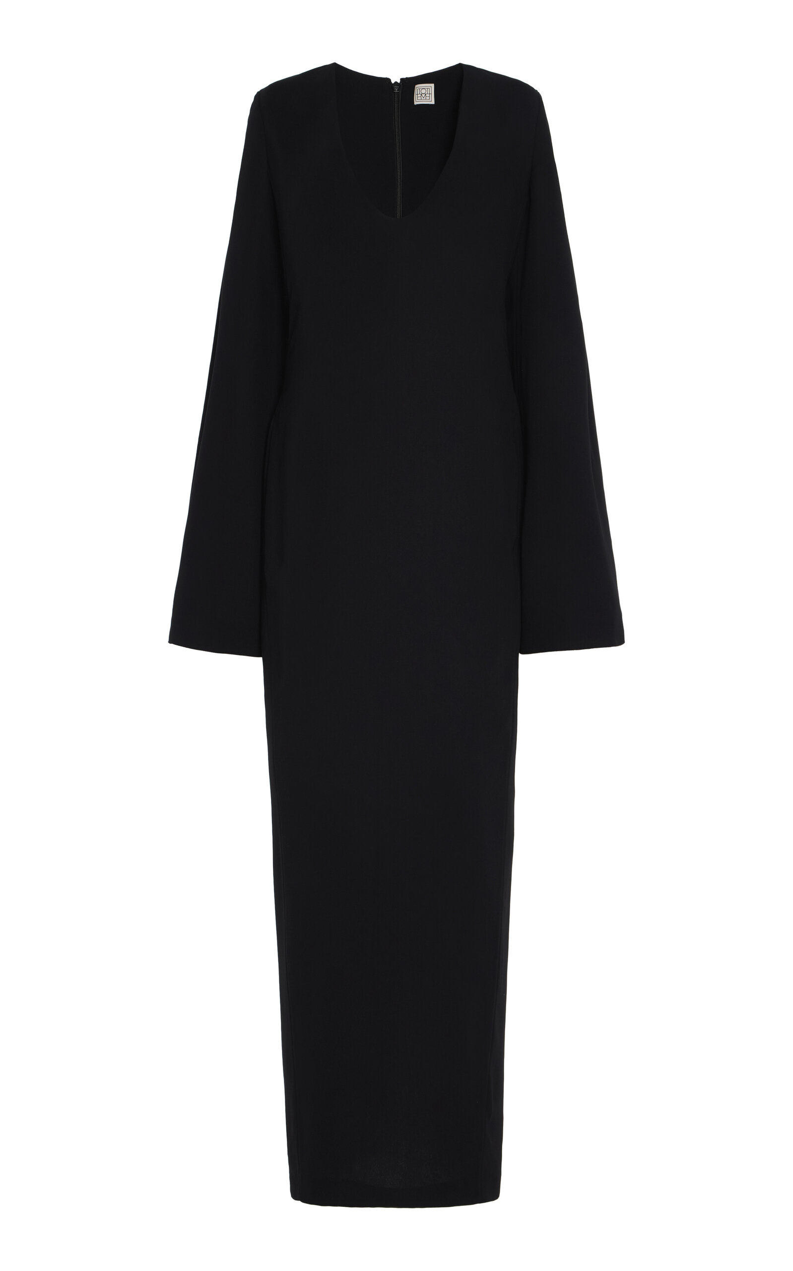 Totême Bell-sleeve Knit Maxi Dress In Black