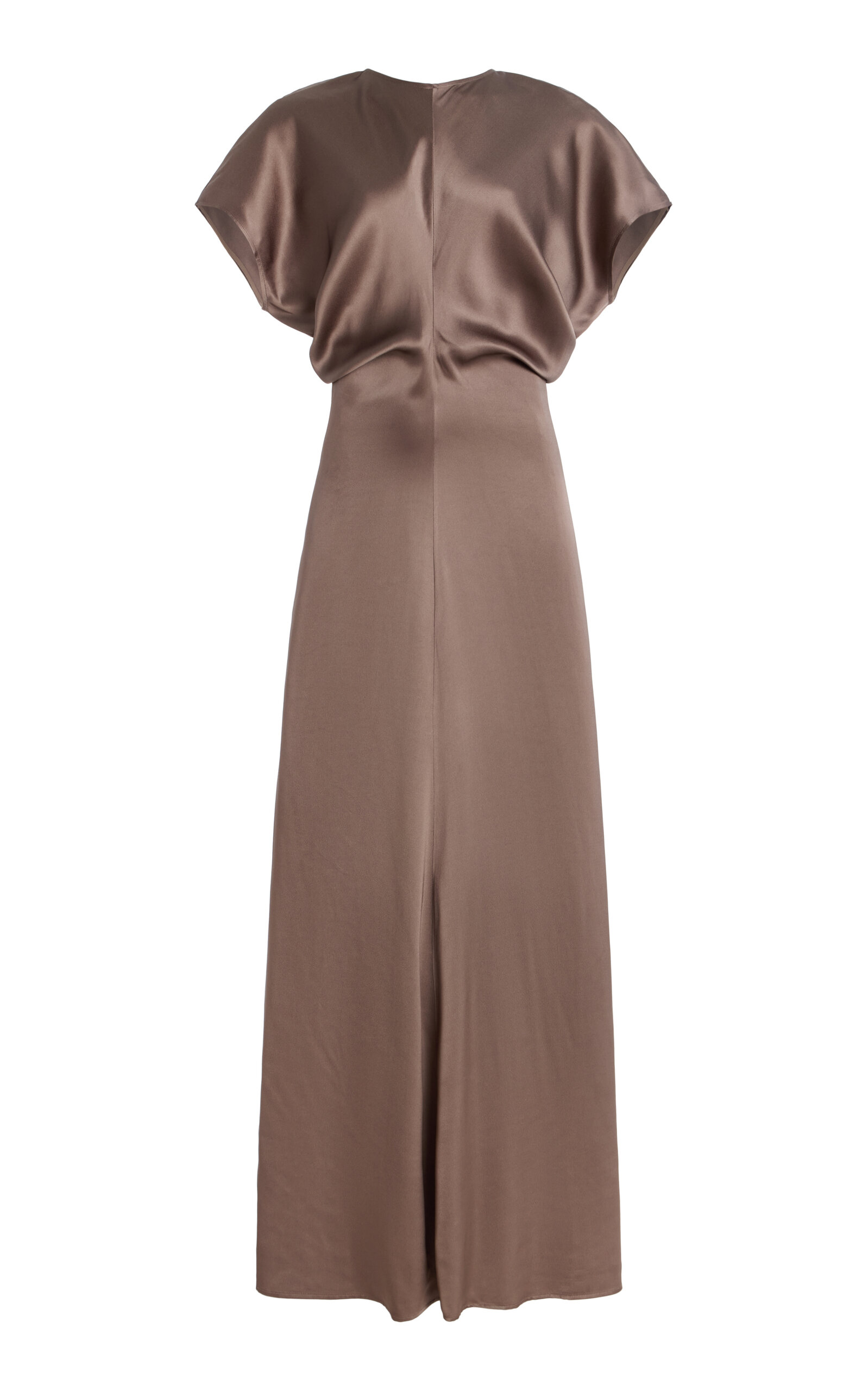 Totême Slouch Waist Satin Maxi Dress In Brown