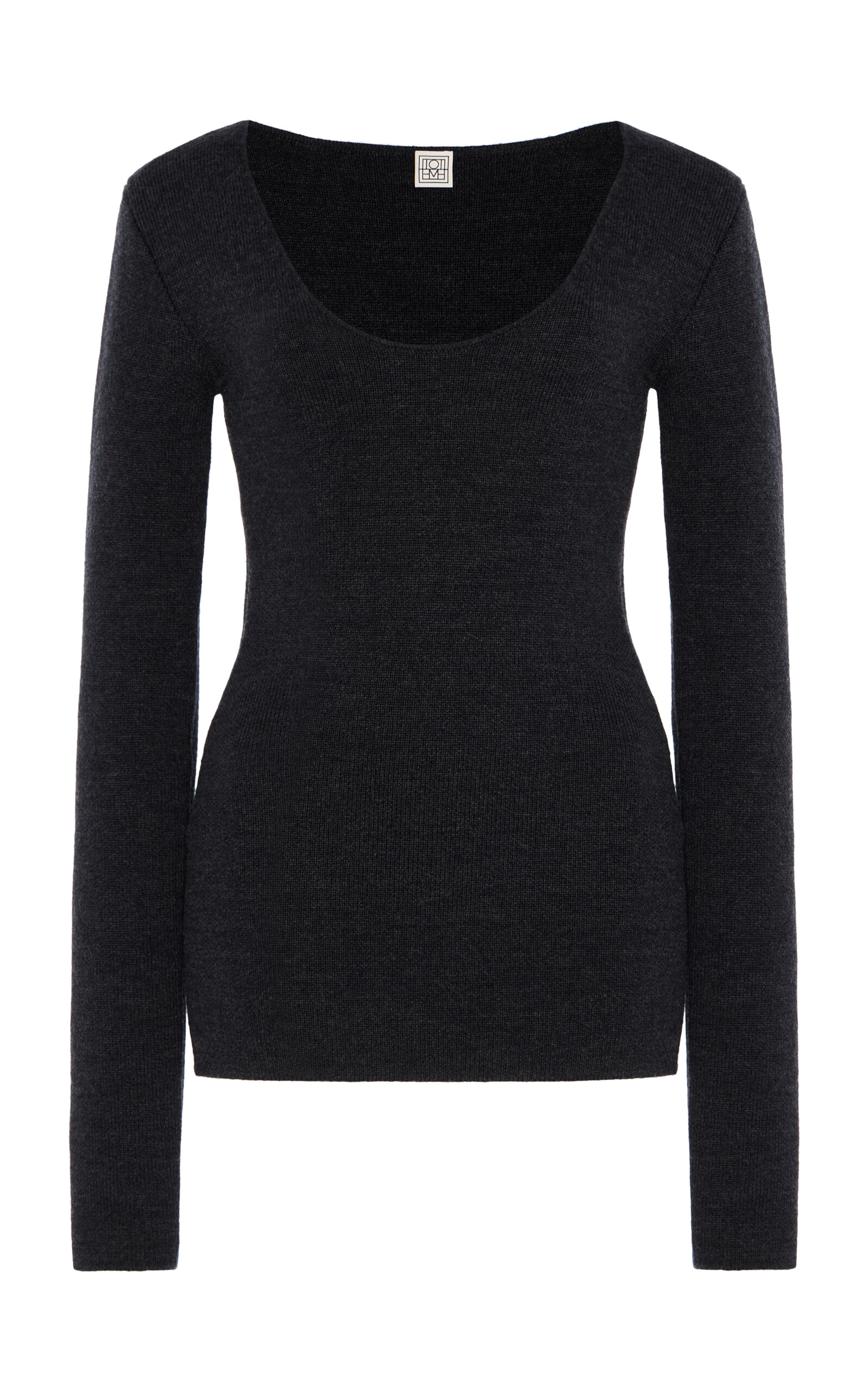 Totême Compact Knit Wool Top In Gray