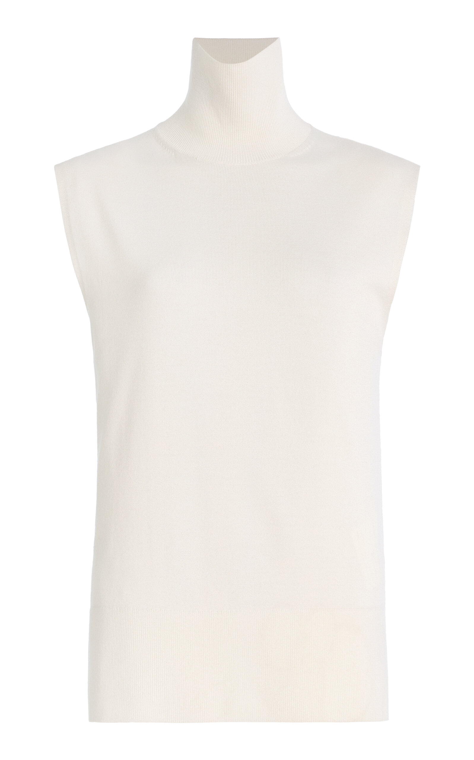 Toteme Sleeveless Wool-Silk Turtleneck Top